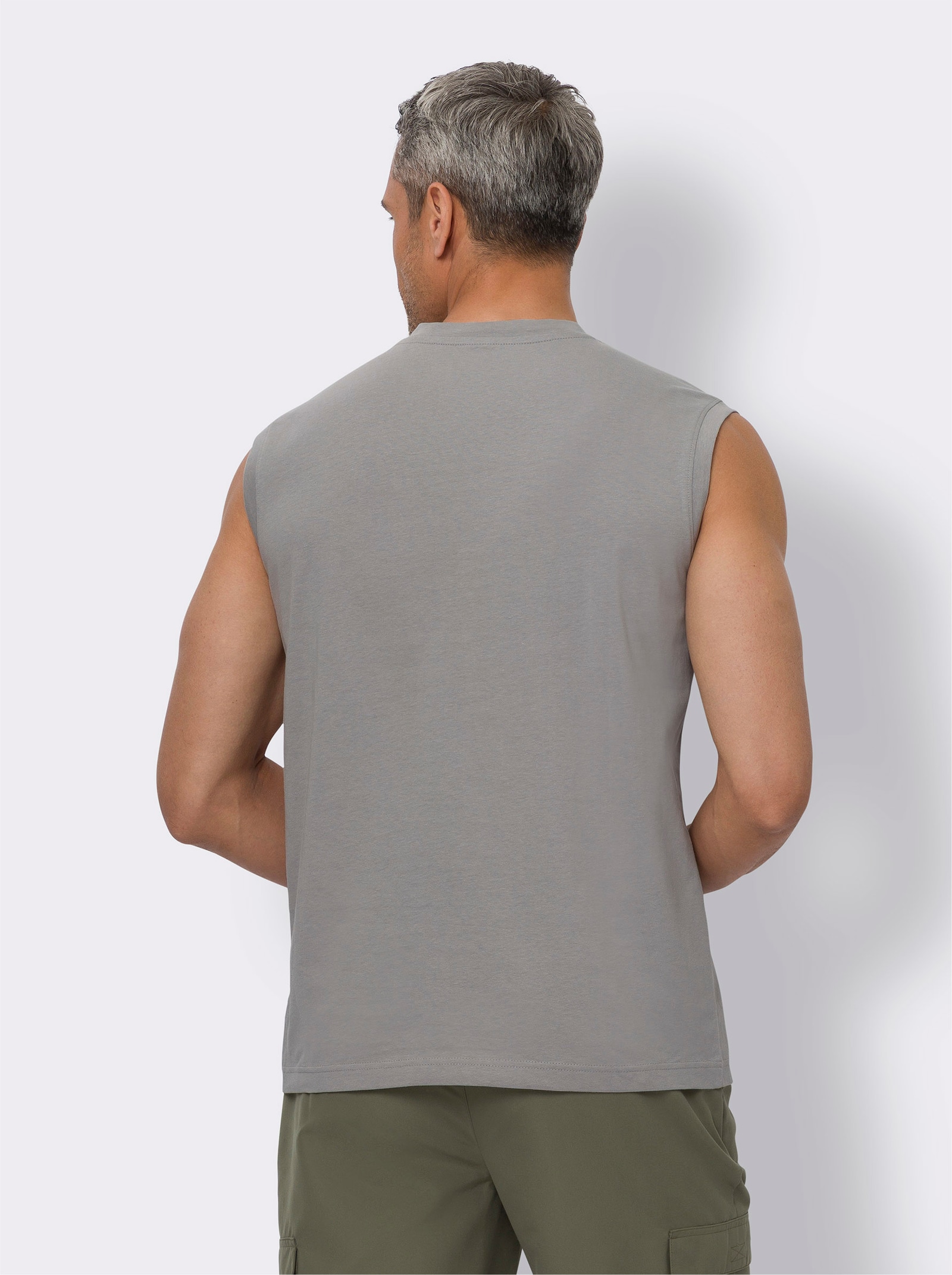 Achselshirt mit grafischem Druck - steingrau