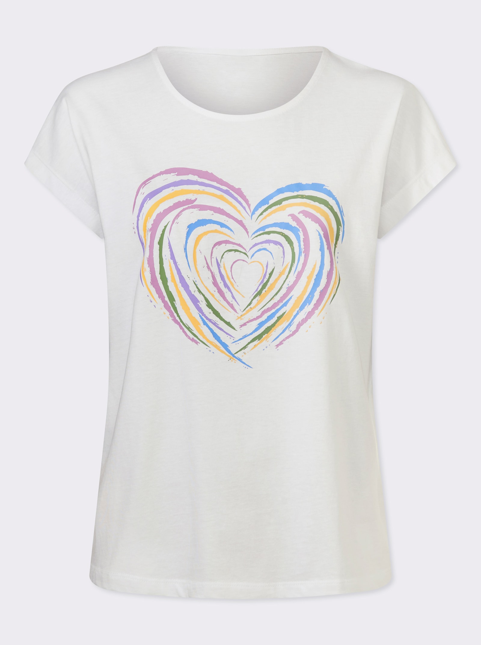 Kurzarmshirt mit Herz-Motiv - weiß-orchidee