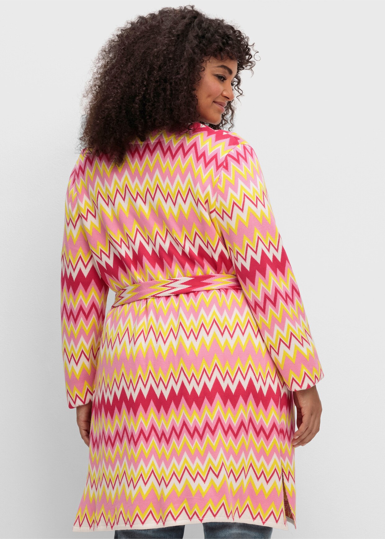 sheego by Joe Browns Longstrickjacke - cremerosé-offwhite