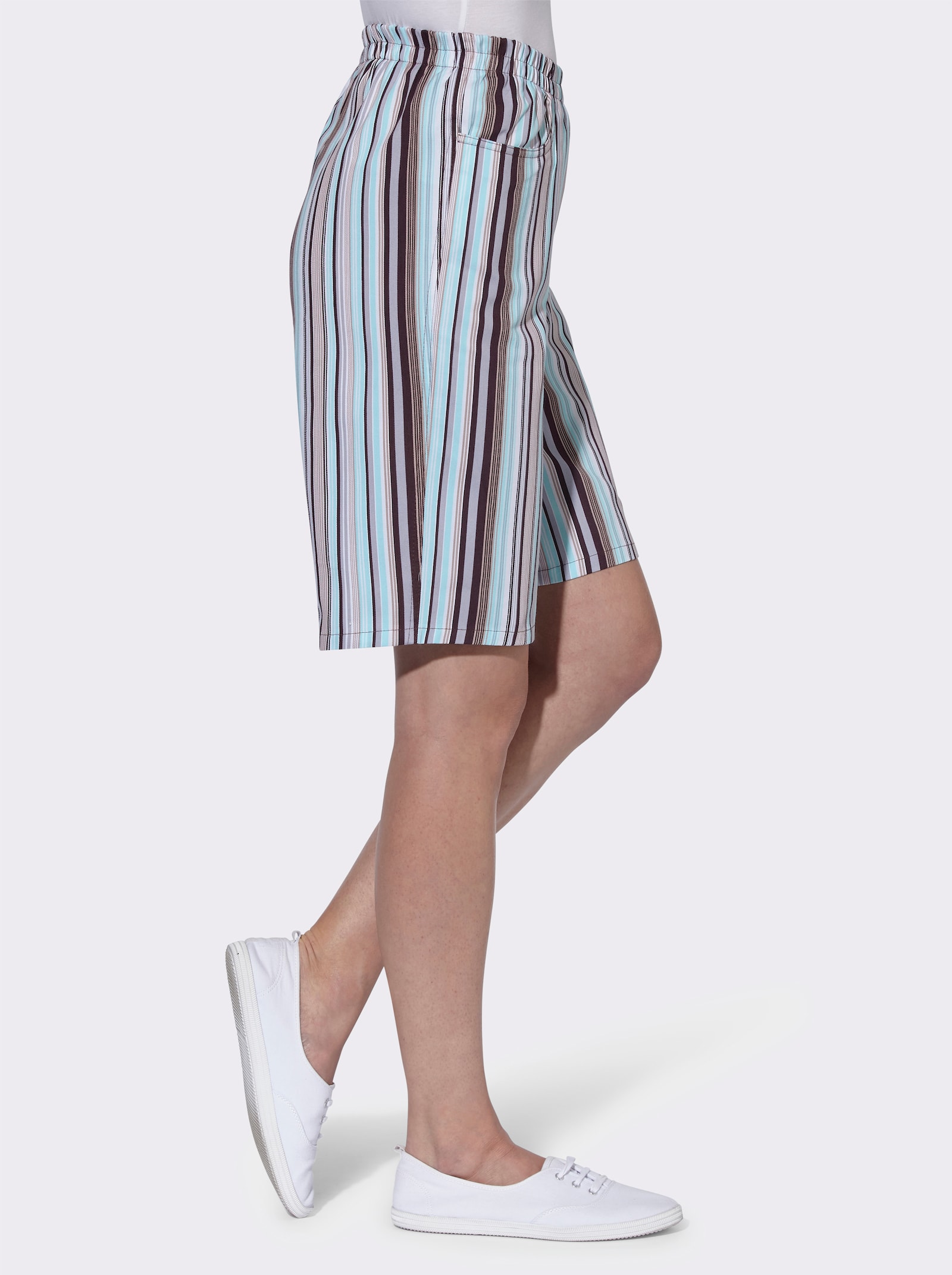 Bermudas mit Rundum-Dehnbund - aqua-gestreift