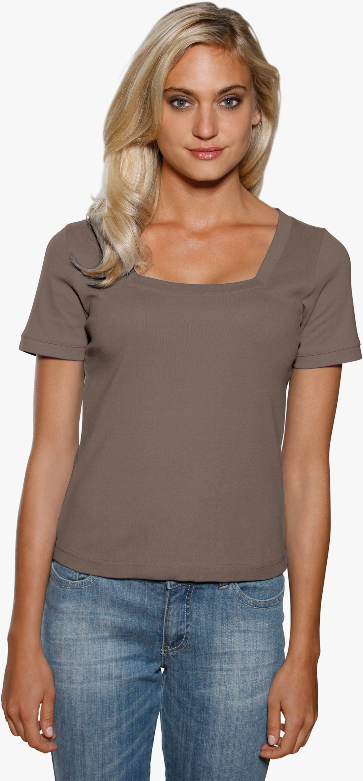 heine Shirt aus Rippenware - taupe