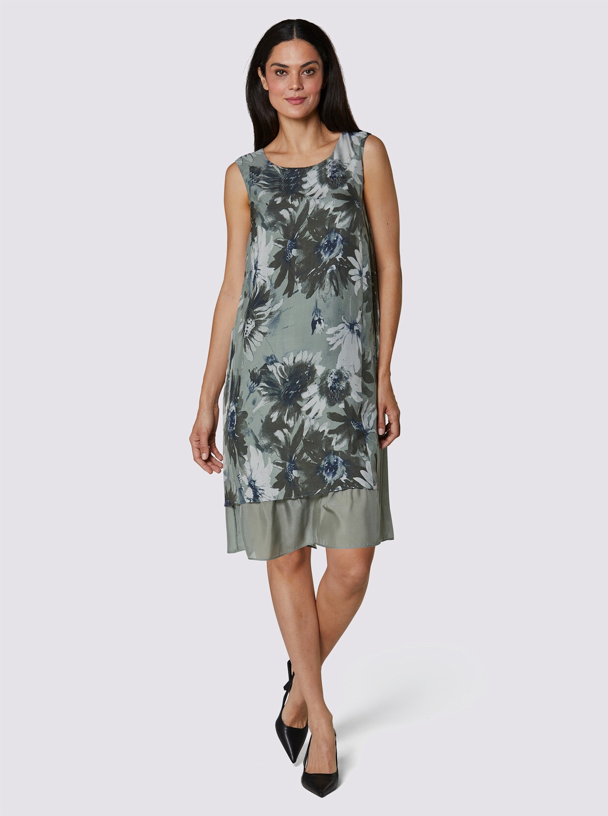 Creation L Premium Seiden-Kleid - khaki-ecru-bedruckt