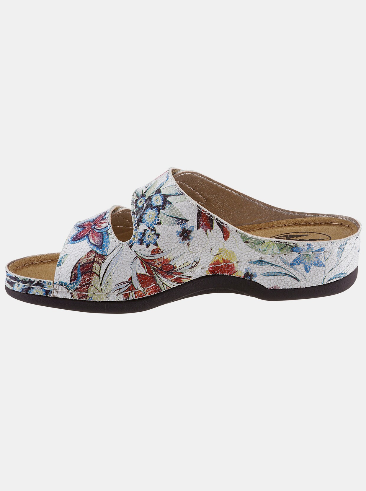 Franken Schuhe Pantolette - weiß-geblümt