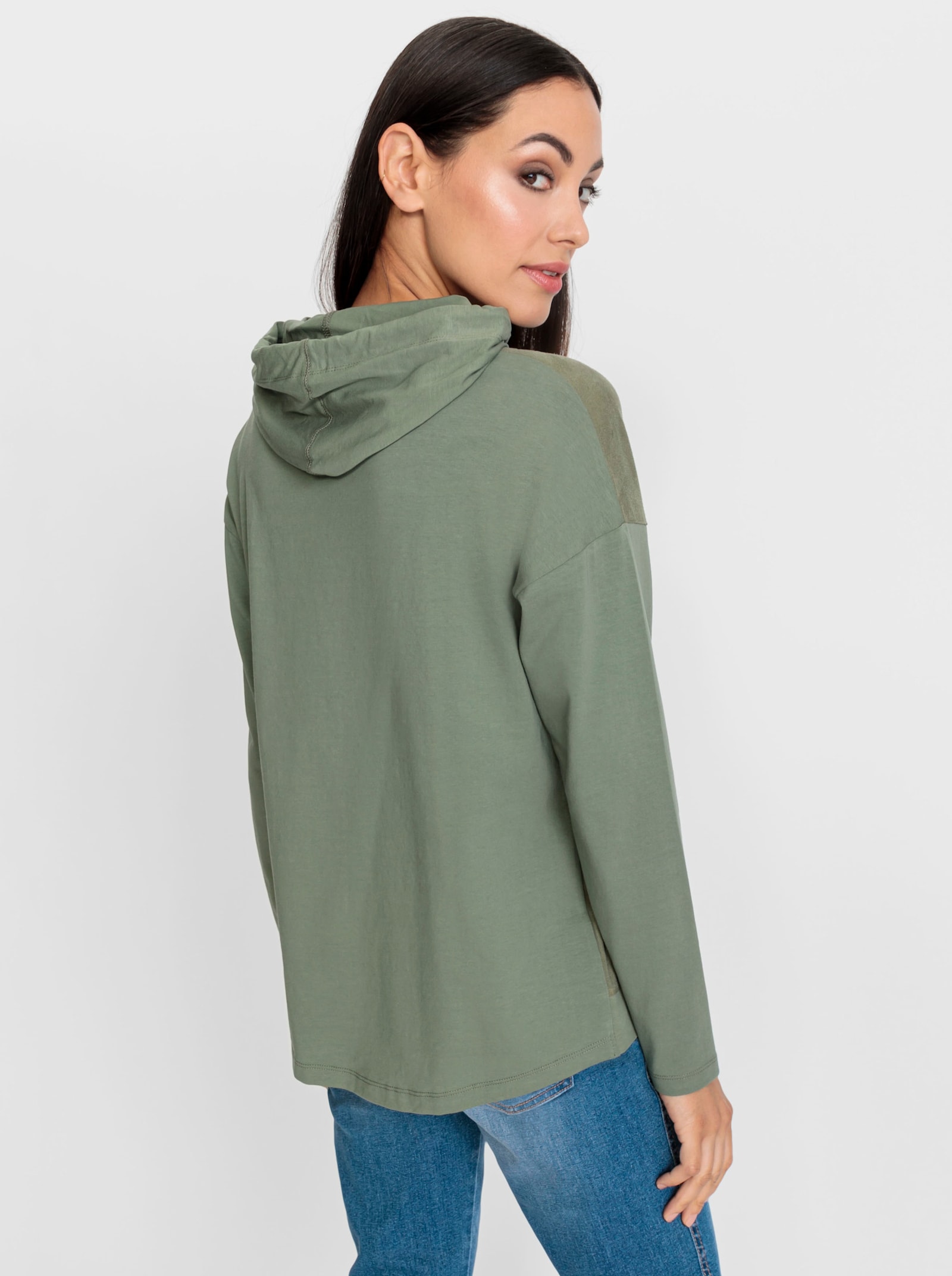 heine Kapuzenshirt mit Glitzersteinen - khaki