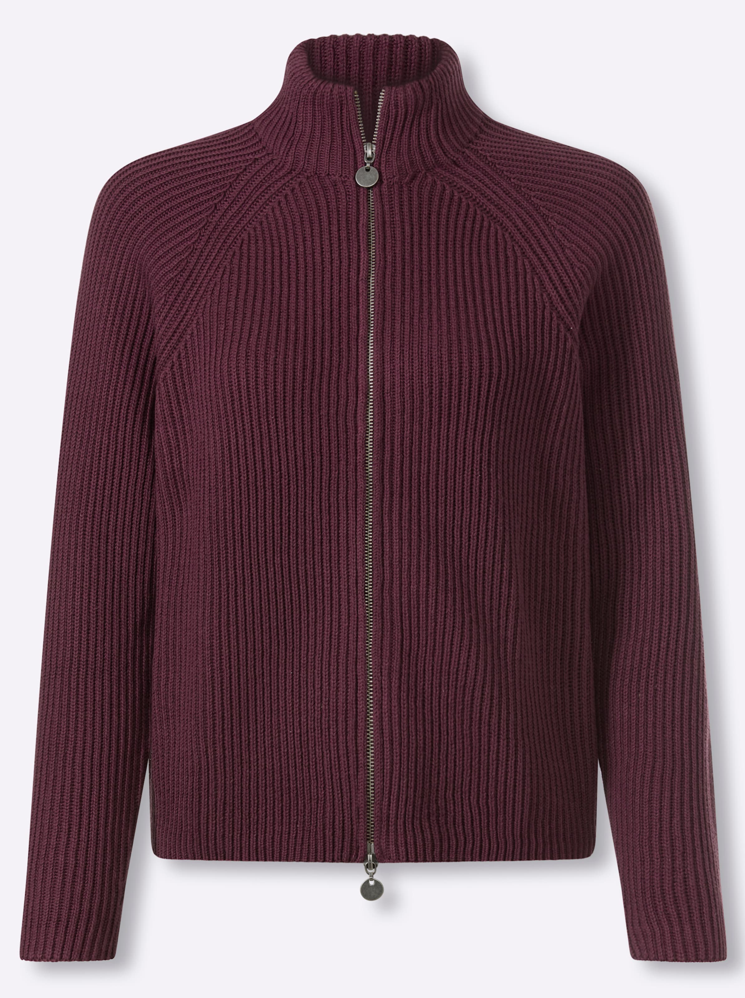 Heine Damen Dunkelrot Strickjacke Gr. 34, Lila (Burgund), 50% Baumwolle, 50% Polyacryl, Unifarben, Strickjacken Strickjacke - Bild 4
