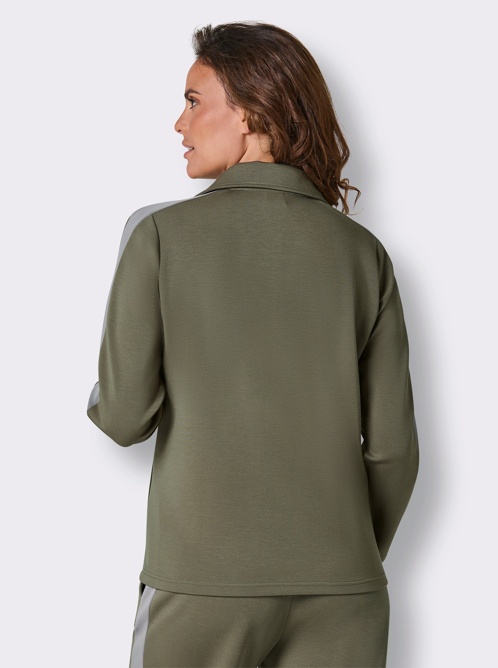 CREATION L PREMIUM Jacke mit Kontrastband - khaki-steingrau