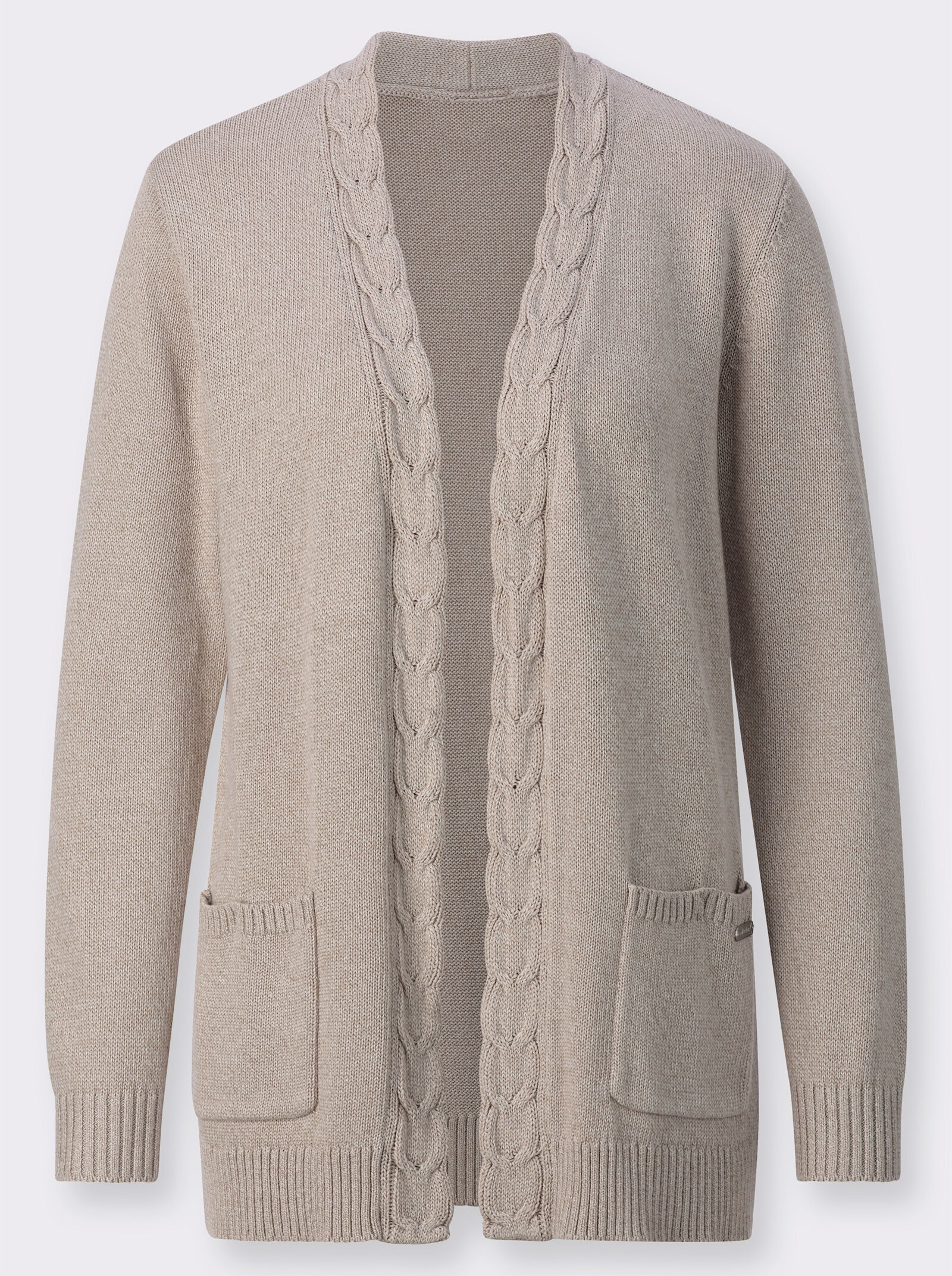 Strickjacke mit aufgesetzten Taschen - sesam-ecru-meliert