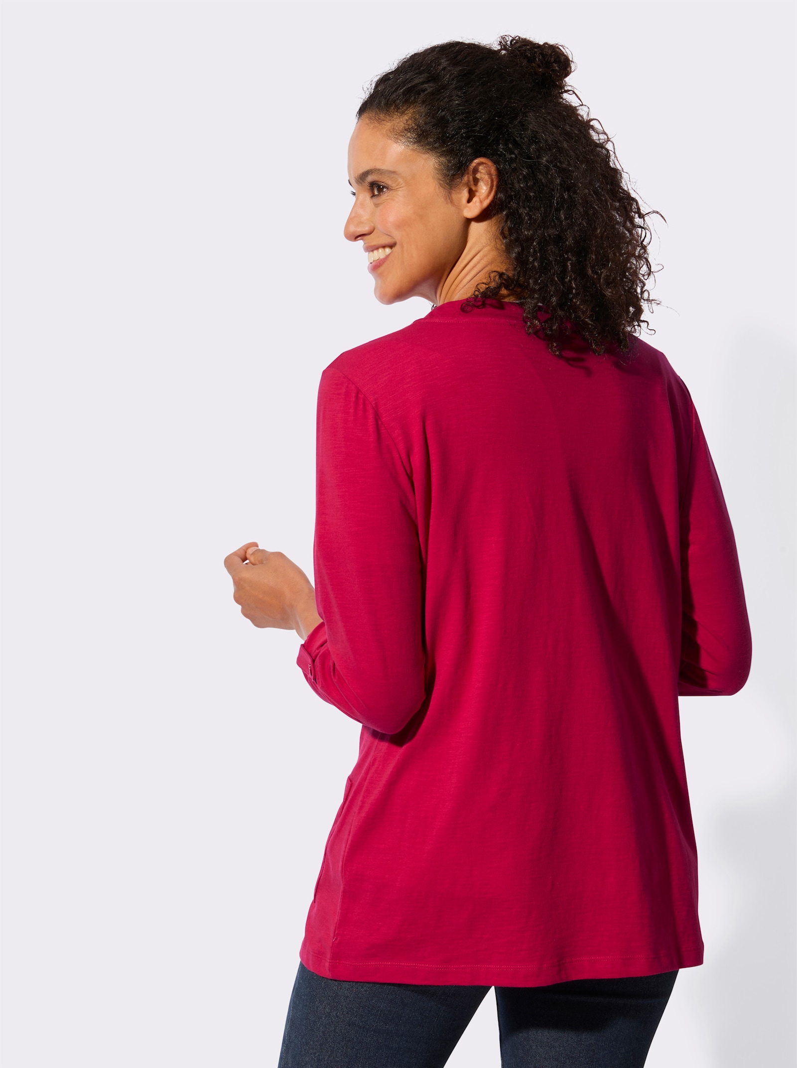 Shirtjacke mit Flammgarn-Struktur - erdbeere