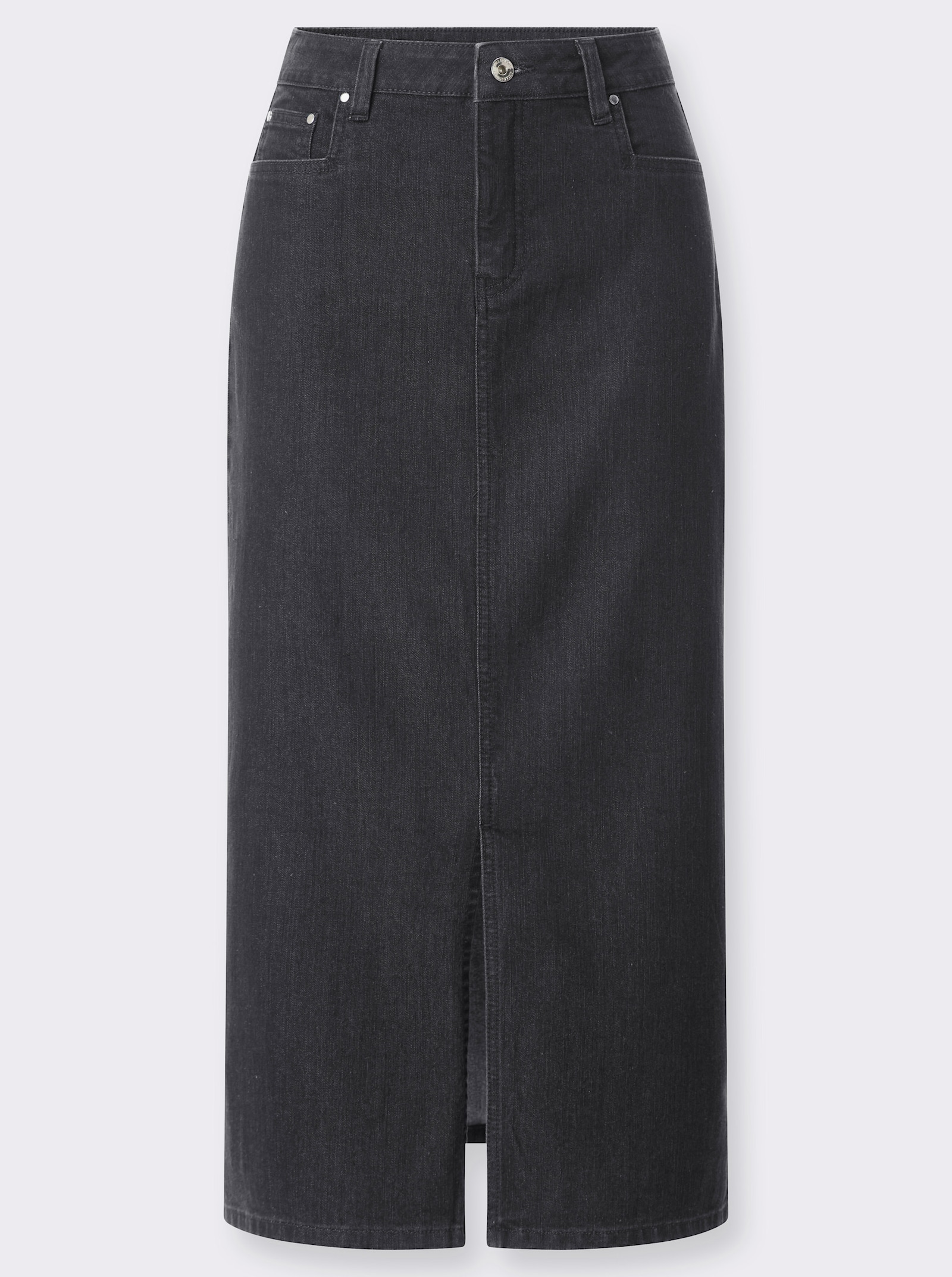 Jeansrock mit verdecktem Gehschlitz, wärmend - black-denim