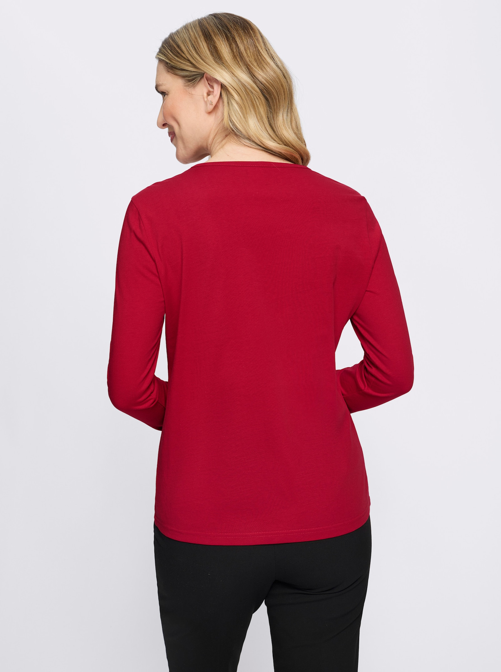 Langarmshirt mit platziertem Rosen-Leo-Print - rot