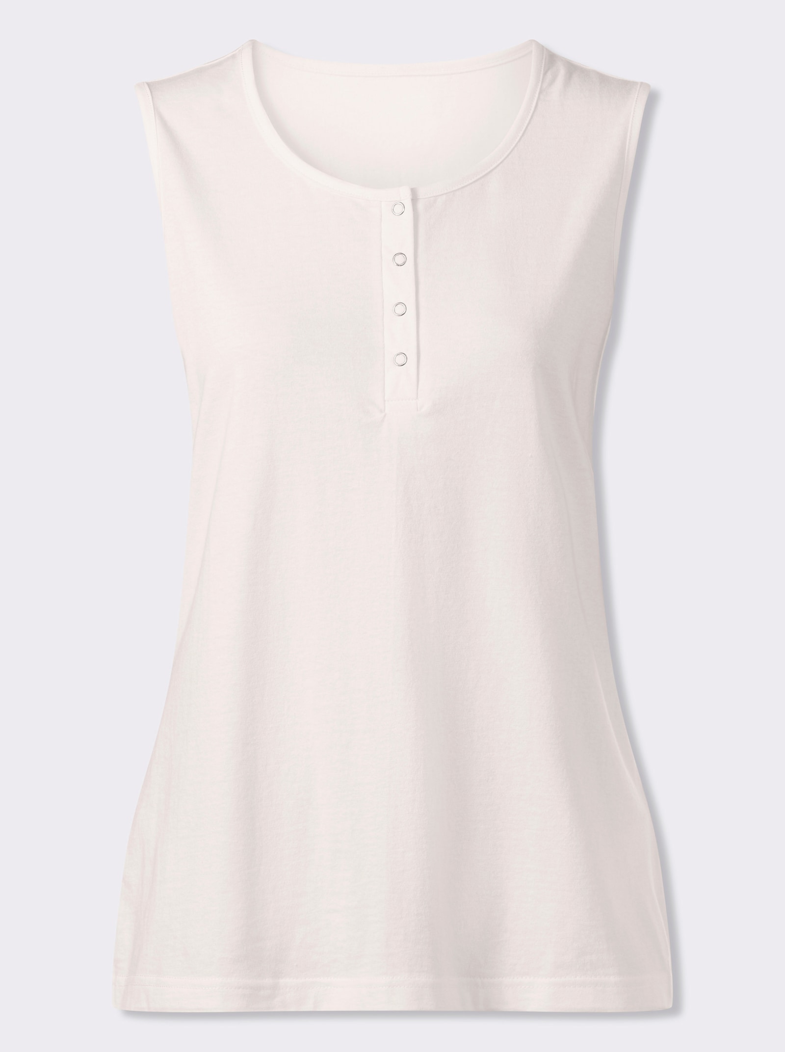 Linne med kort knappslå - gräddvit