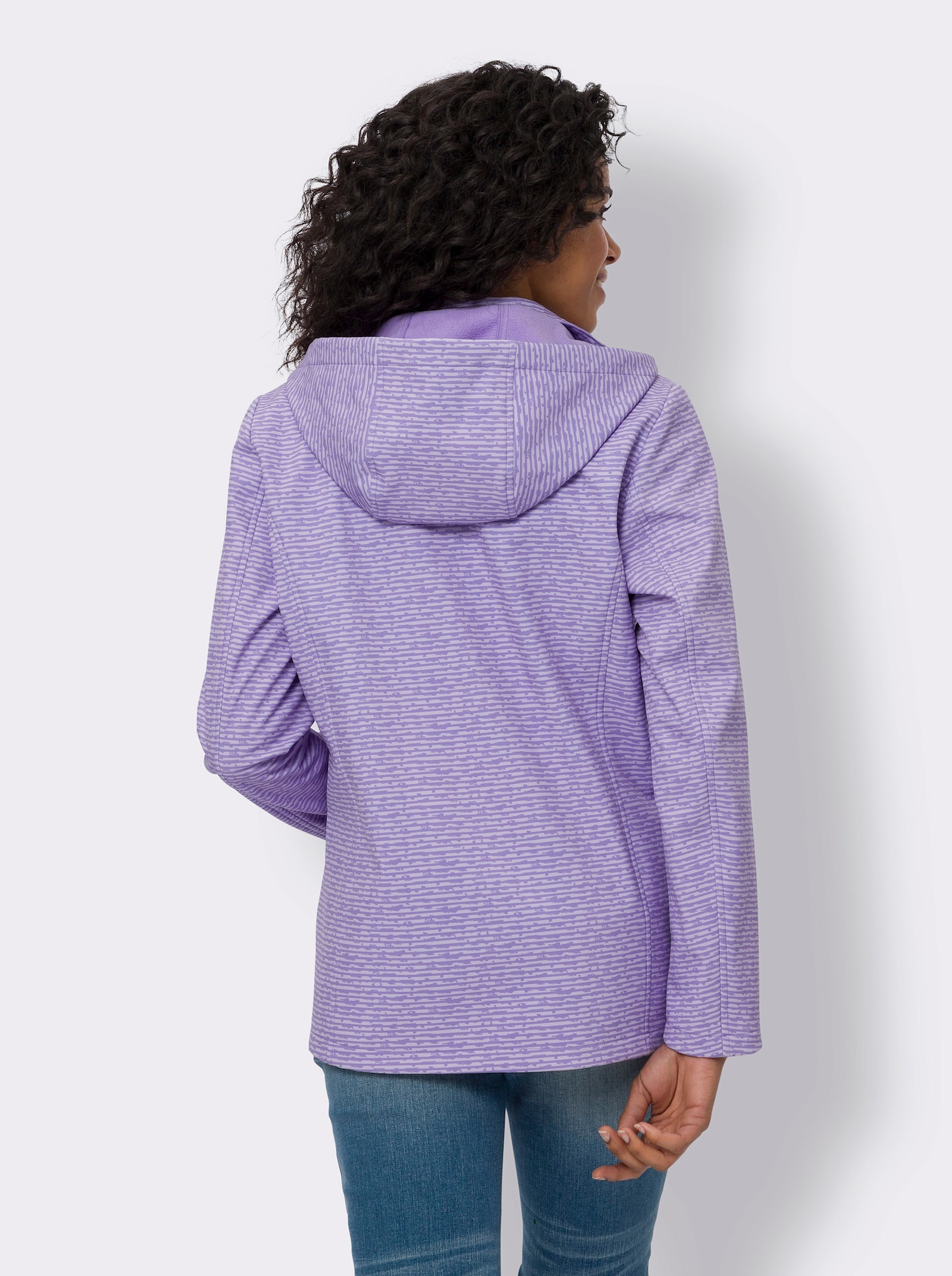 Softshelljacke innen weich angeraut - lavendel-flieder-bedruckt