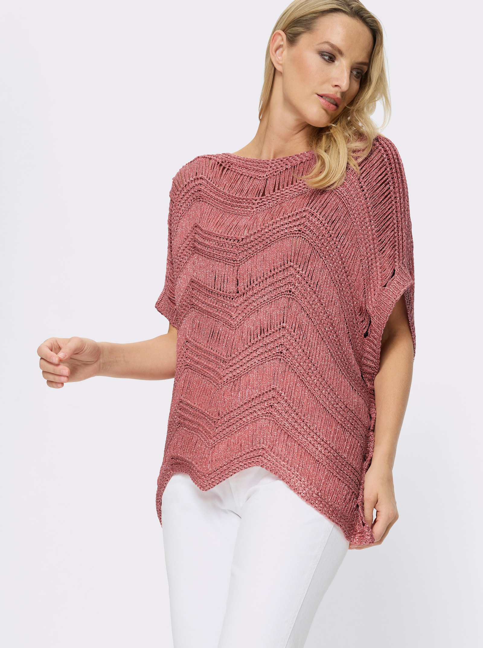 heine Oversize-Pullover mit Glanzgarn - koralle