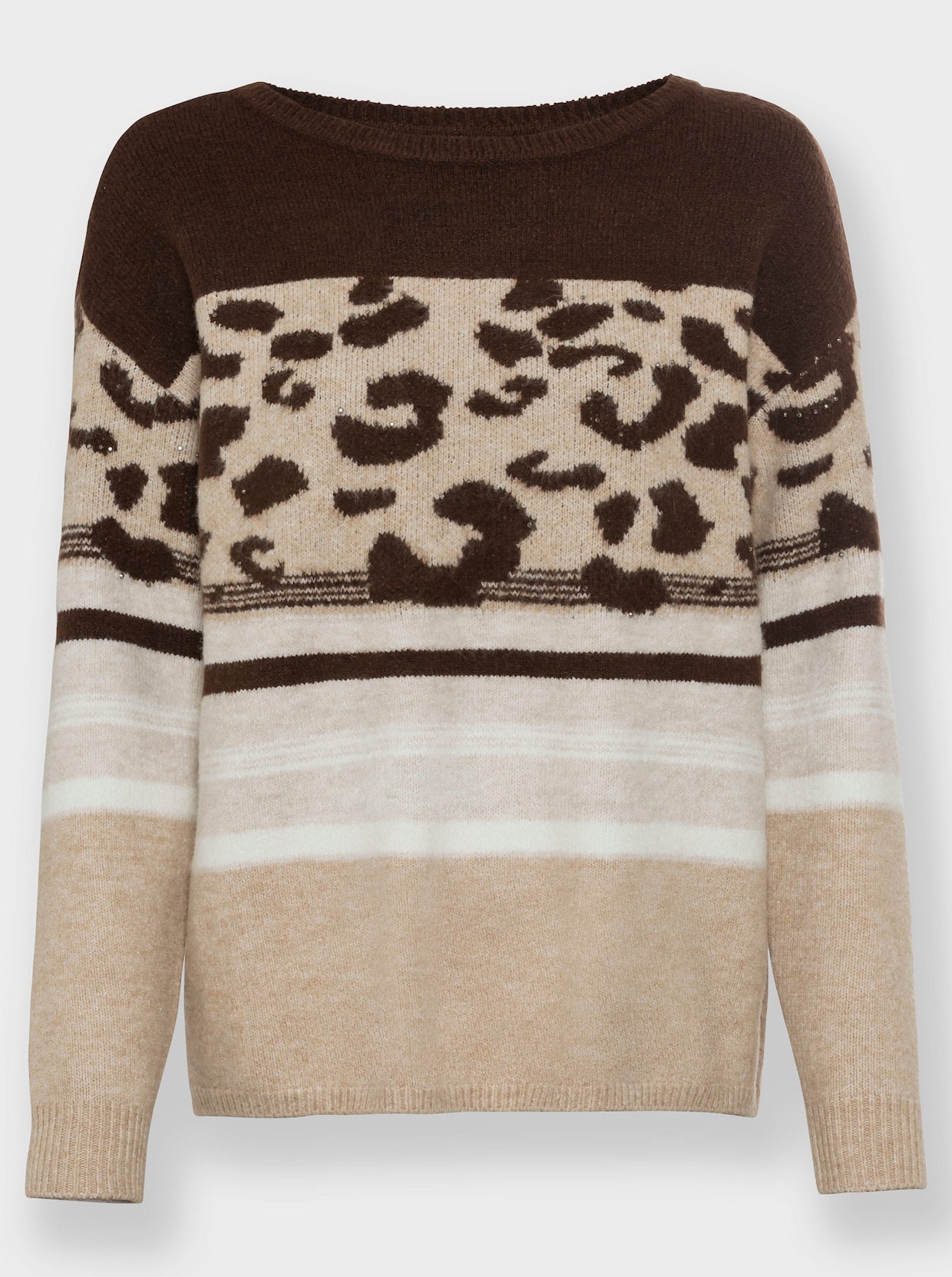 heine Pullover - chocolade/camel gedessineerd