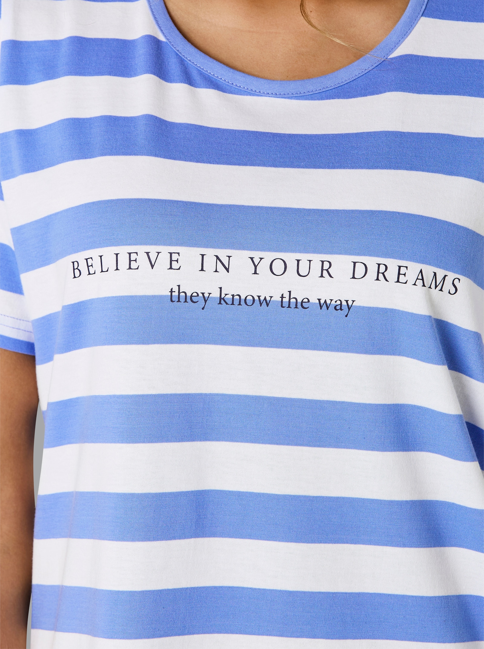 Comtessa Sleepshirt - mittelblau-ecru-gestreift