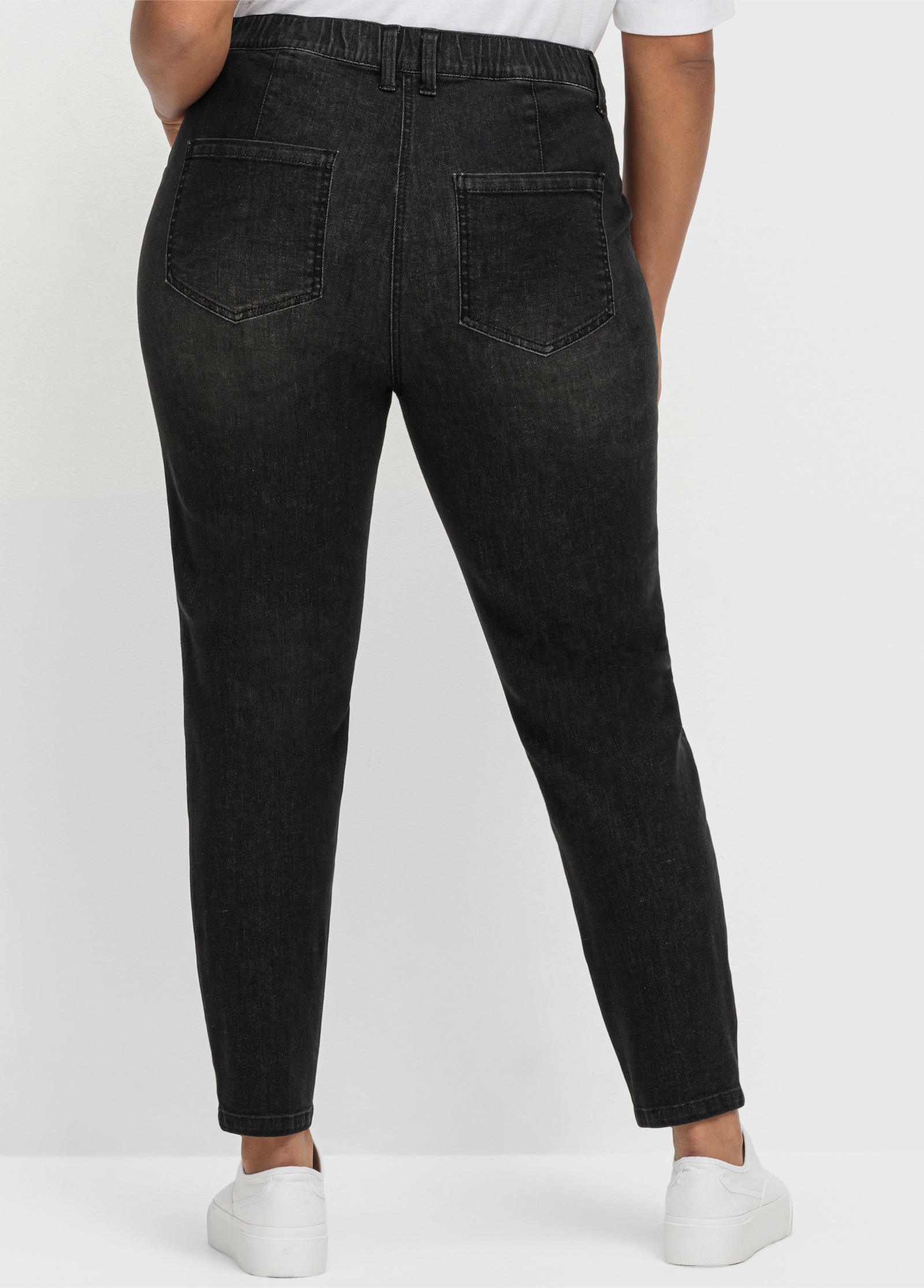 sheego Jeans met elastische band - black denim
