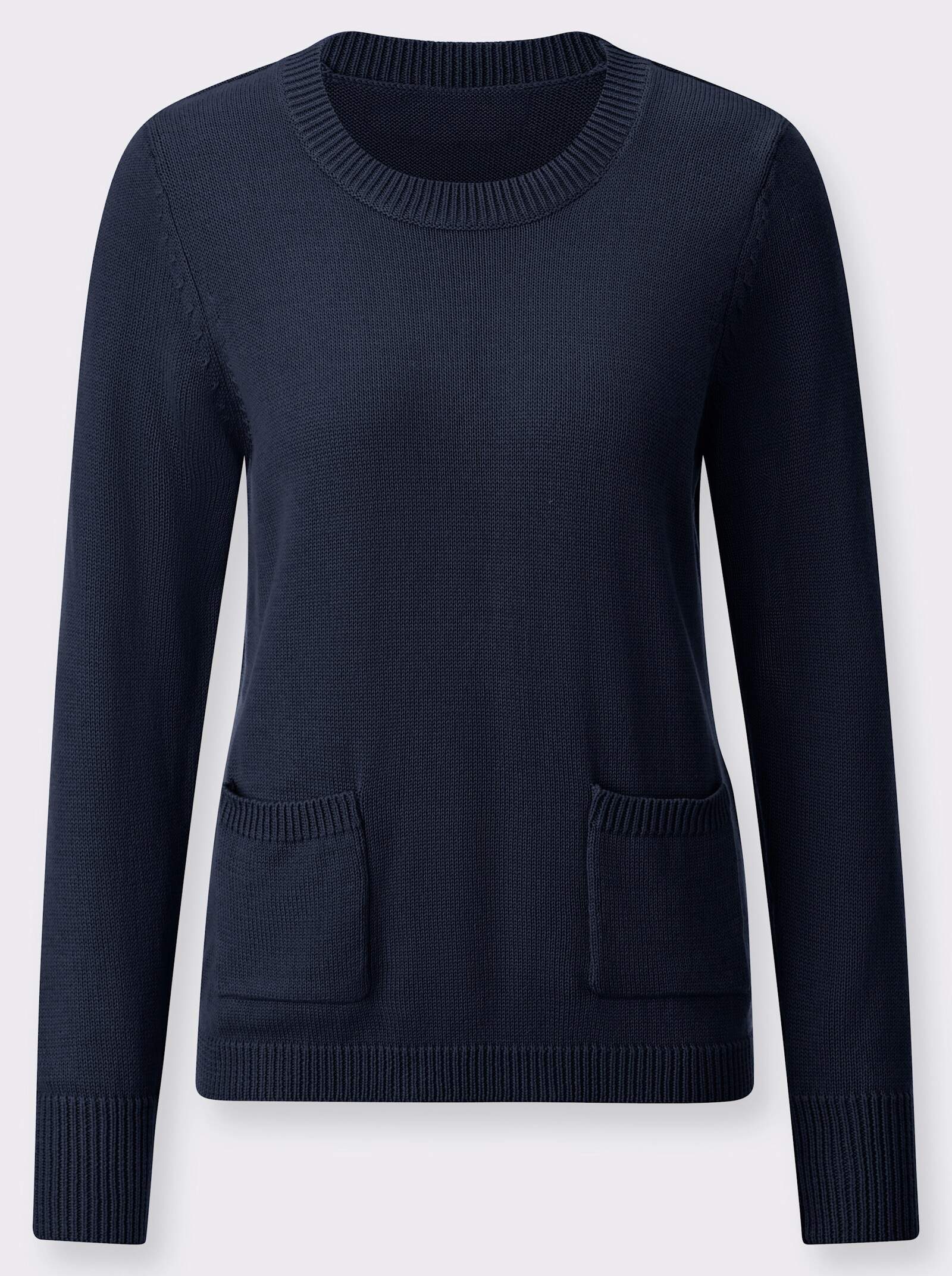 Pullover met ronde hals en opgestikte zakken - marine