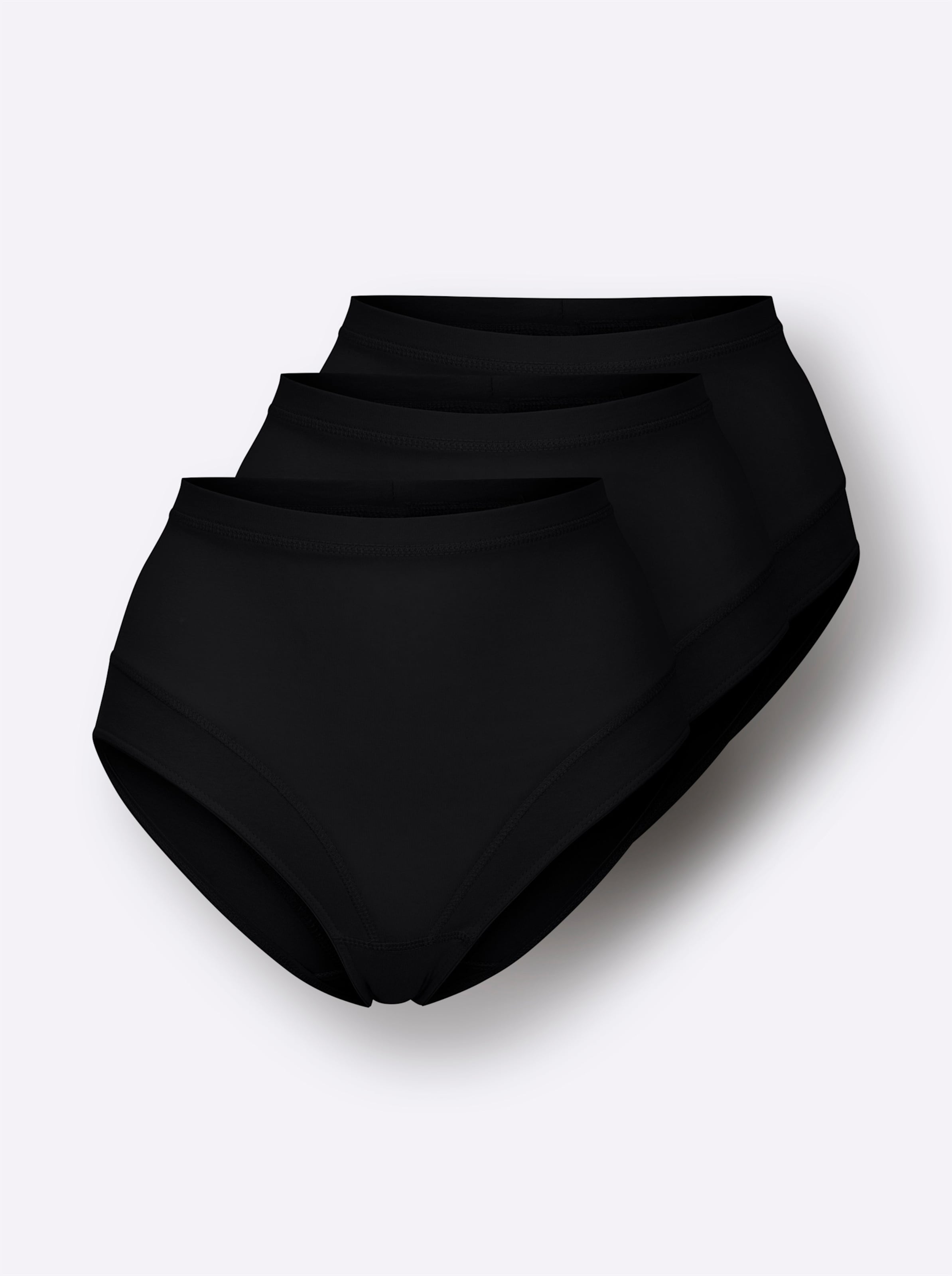 Wäschepur Damen Schwarz Taillenslip Gr. 38, 3 Stk., 95% Baumwolle, 5% Elasthan, Unterhosen Taillenslip - Bild 3