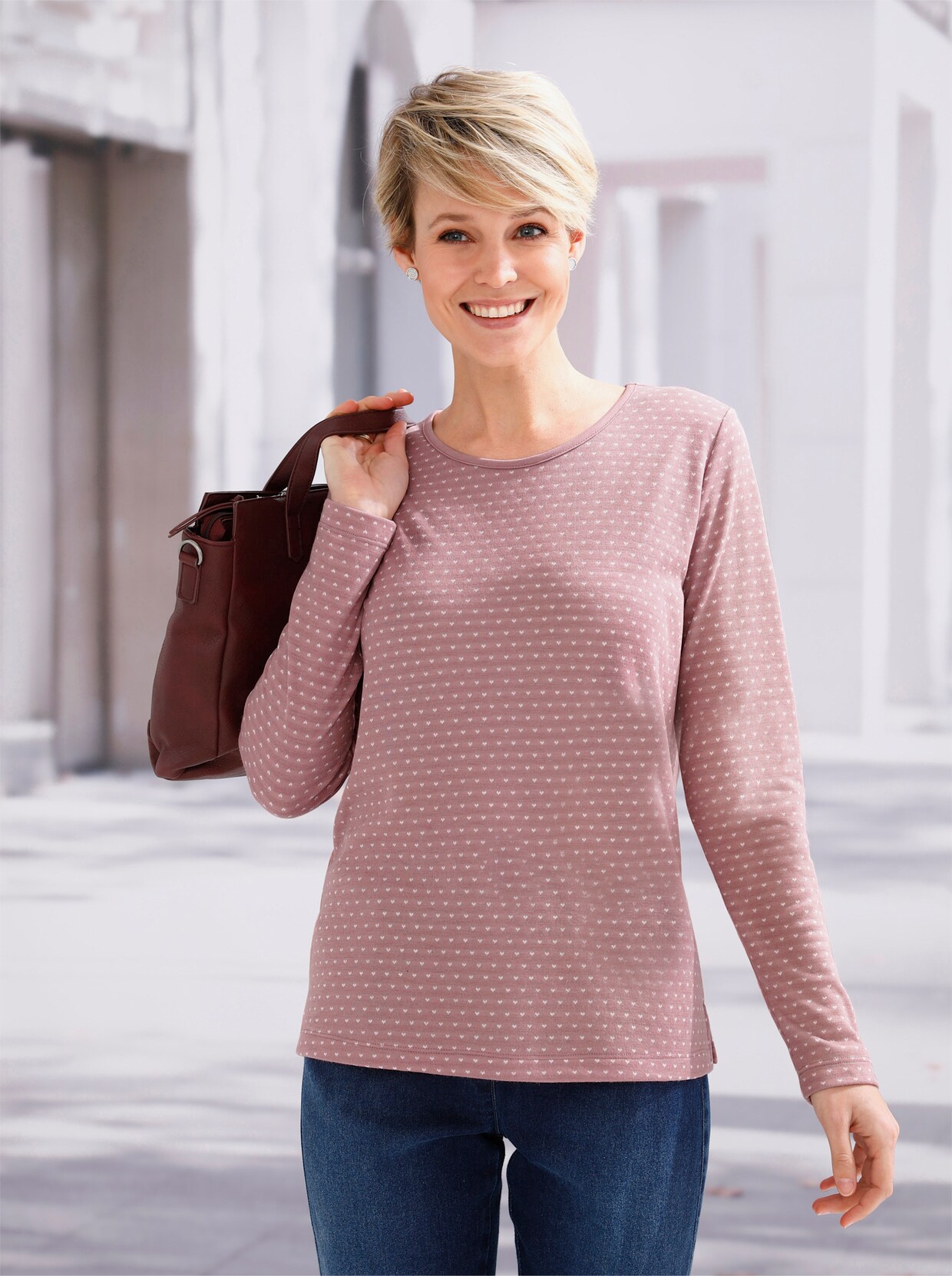 Rundhalsshirt - hortensie-gemustert