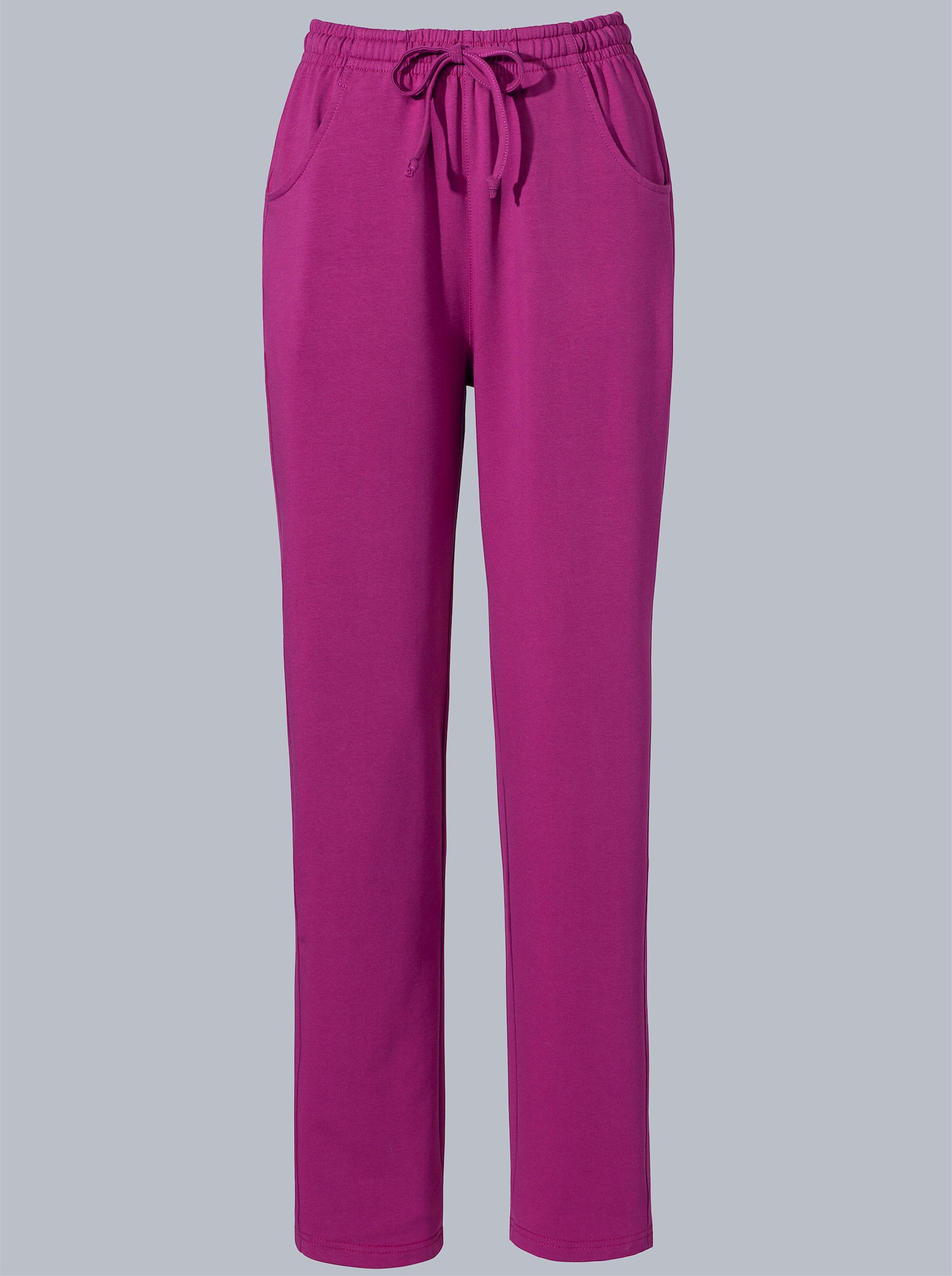 Jerseybroek met tunnelkoord en bindceintuur - bessenrood