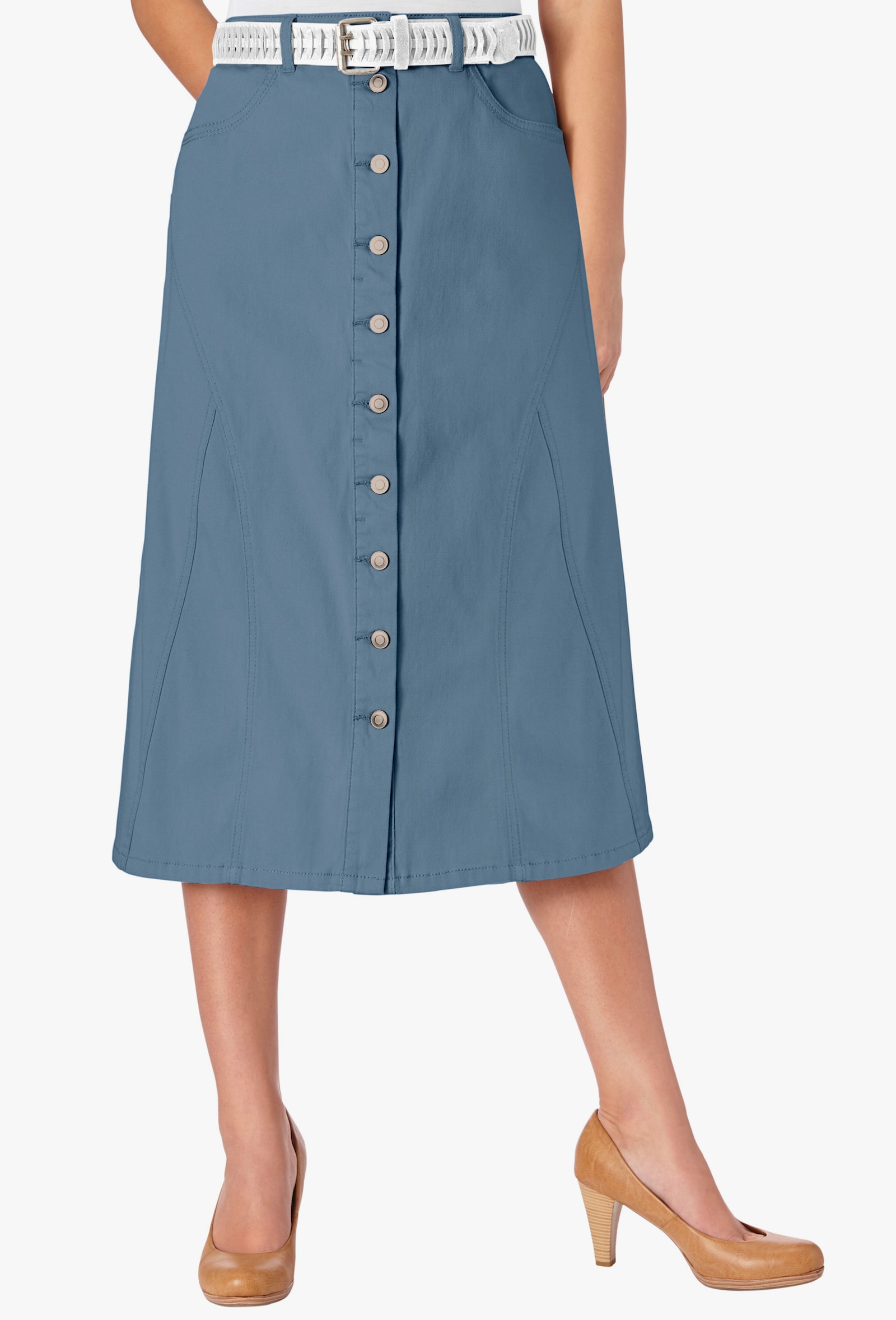 Sommerrock in langer, ausgestellter Form - blue-bleached