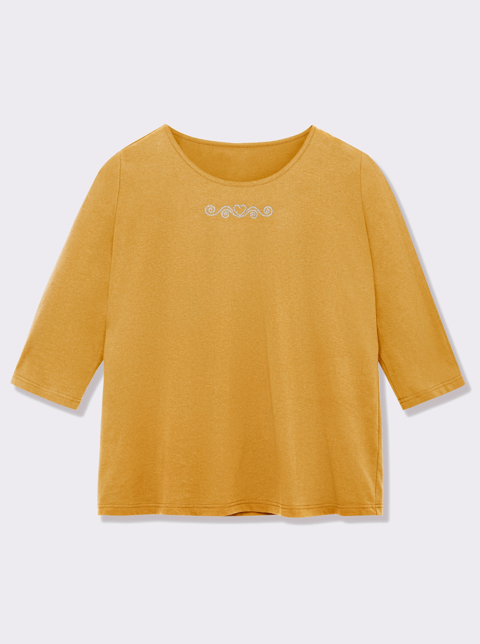 3/4-Arm-Shirt mit Ziersteinchen - ocker