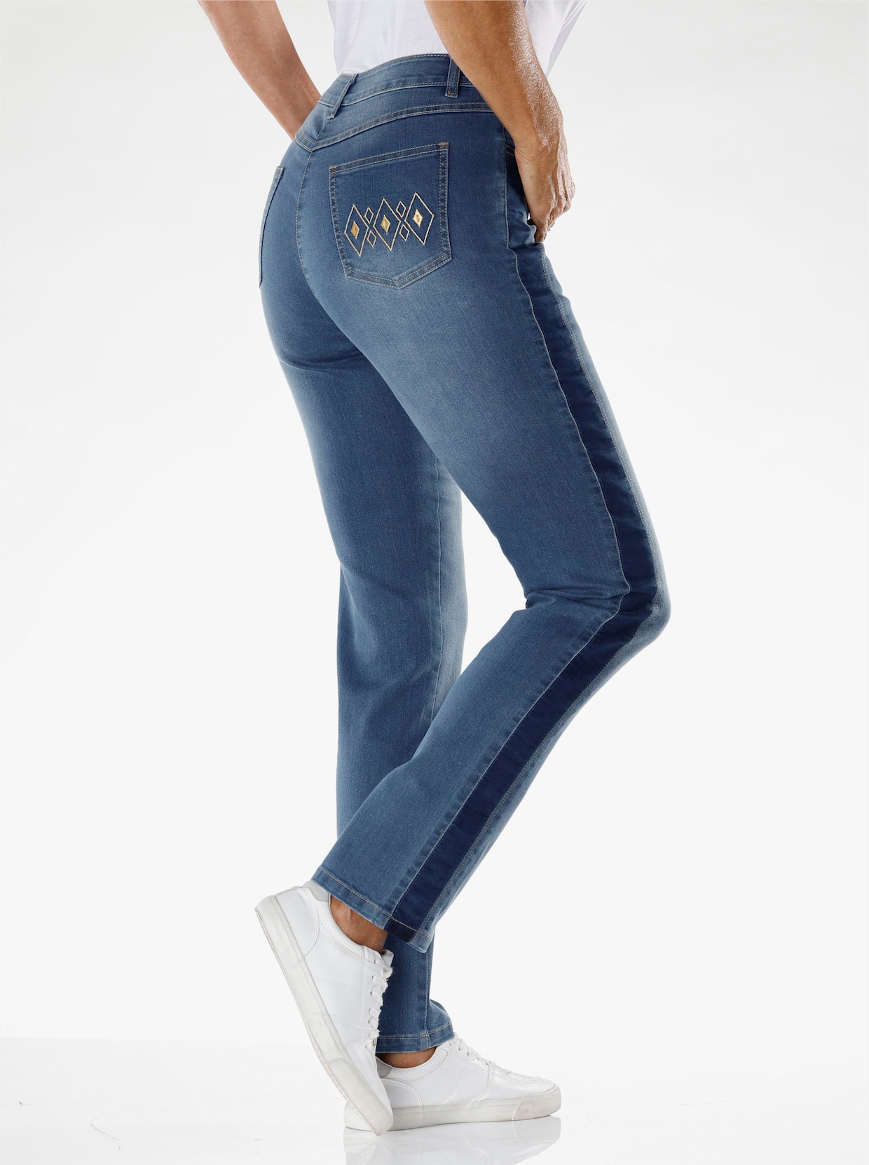 High-waist-Jeans - blue-bleached