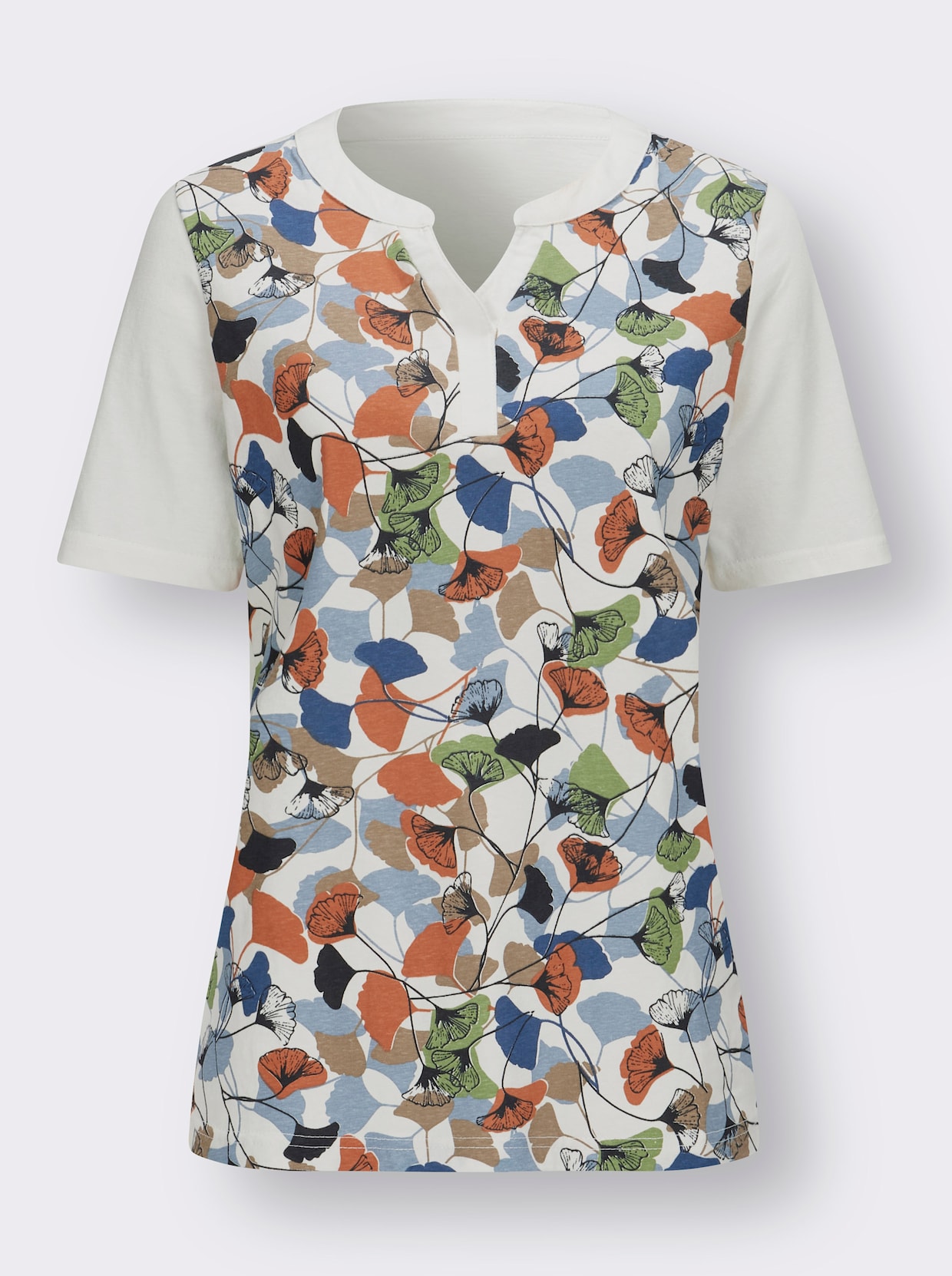 Shirt met korte mouwen - ecru/marine geprint