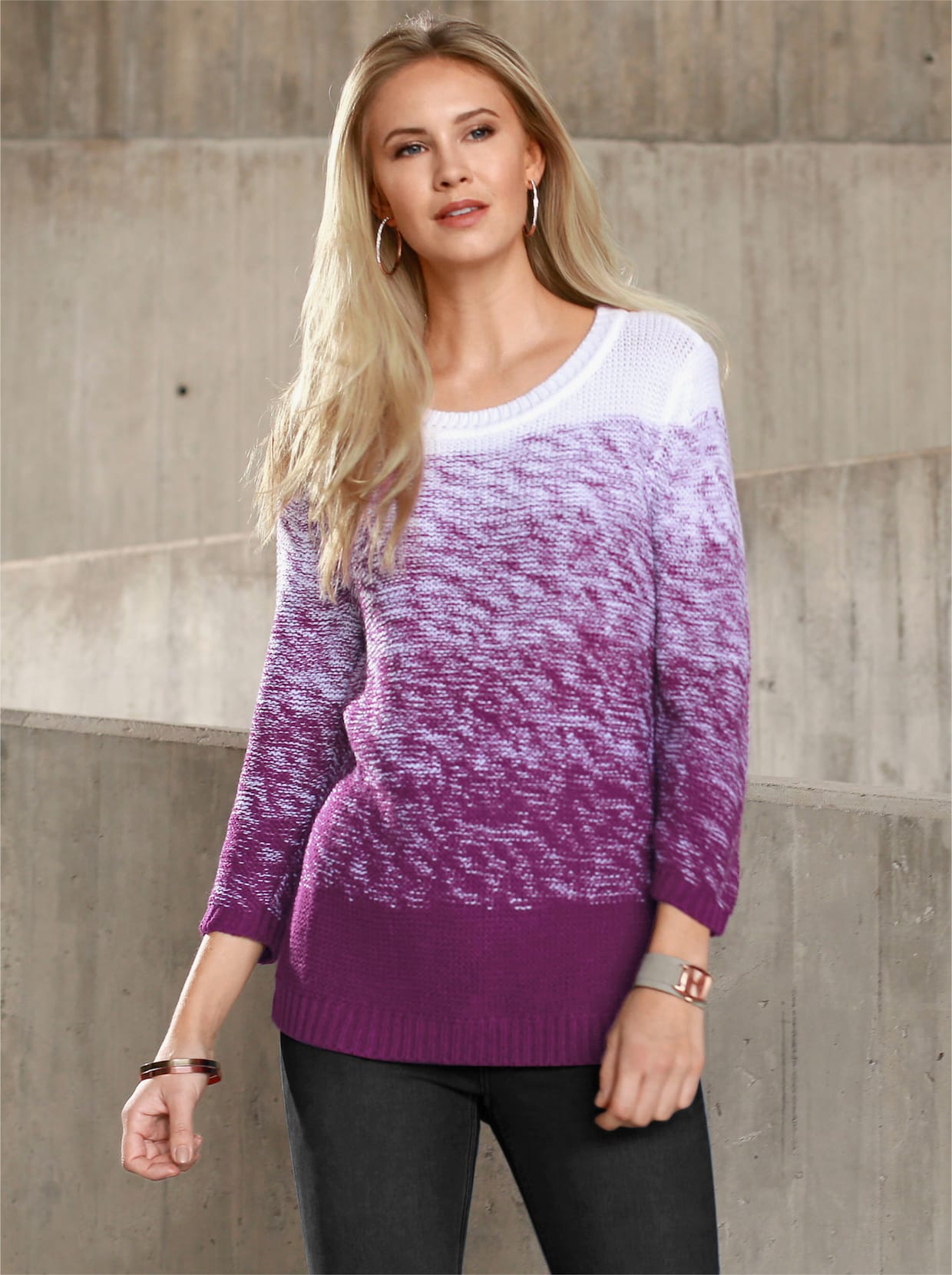 Pullover met 3/4-mouwen - bessenrood