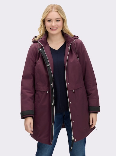 sheego Kapuzenjacke mit Kontrastdetails - burgund