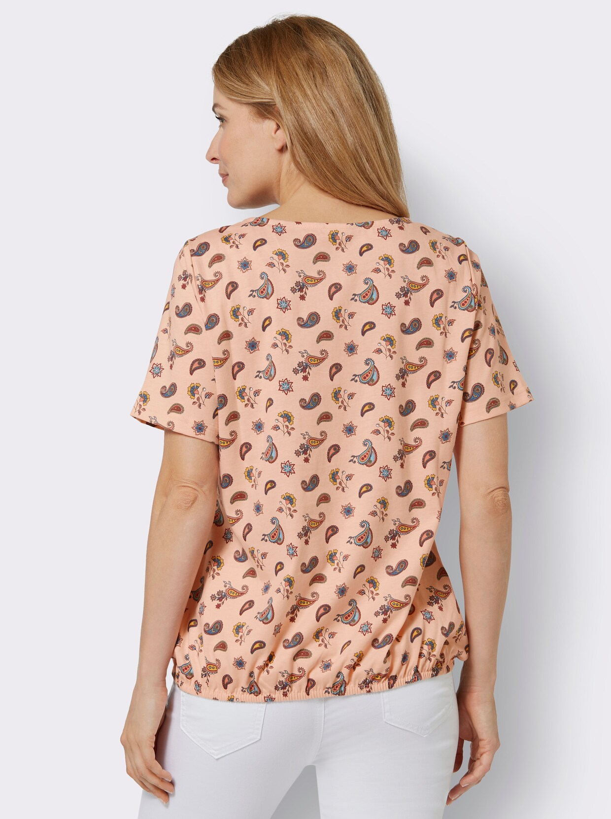 Print-Shirt - apricot-bedruckt