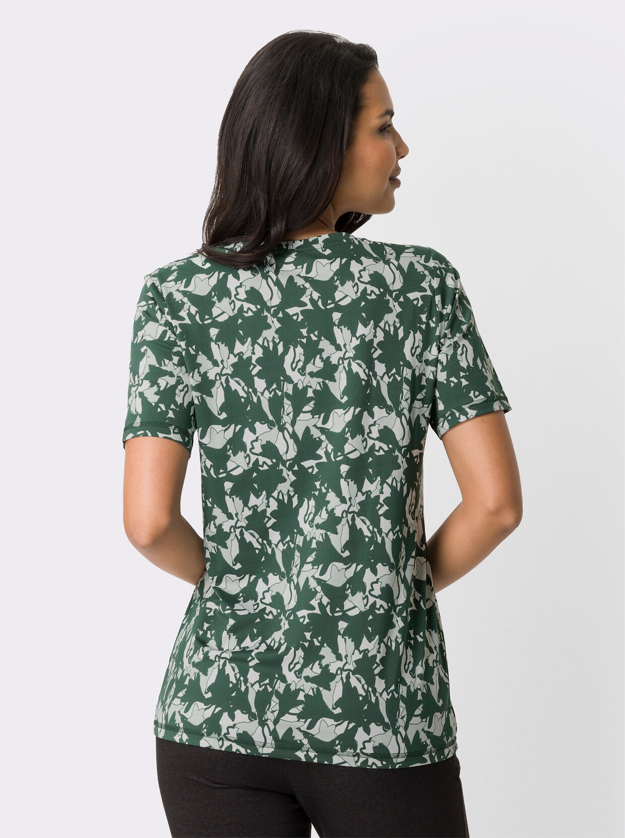 Shirt met ronde hals - zachtmint/mos bedrukt