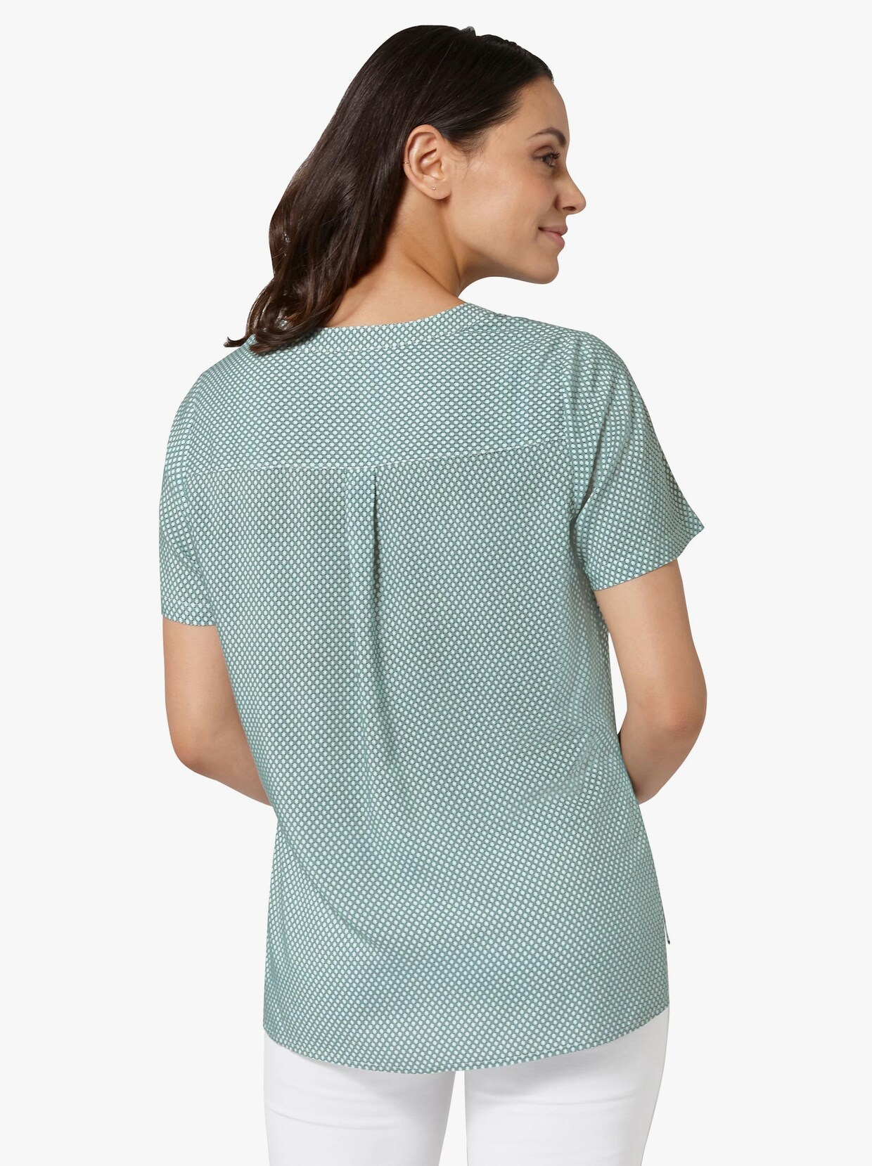 Comfortabele blouse - kalkmint/grafiet bedrukt
