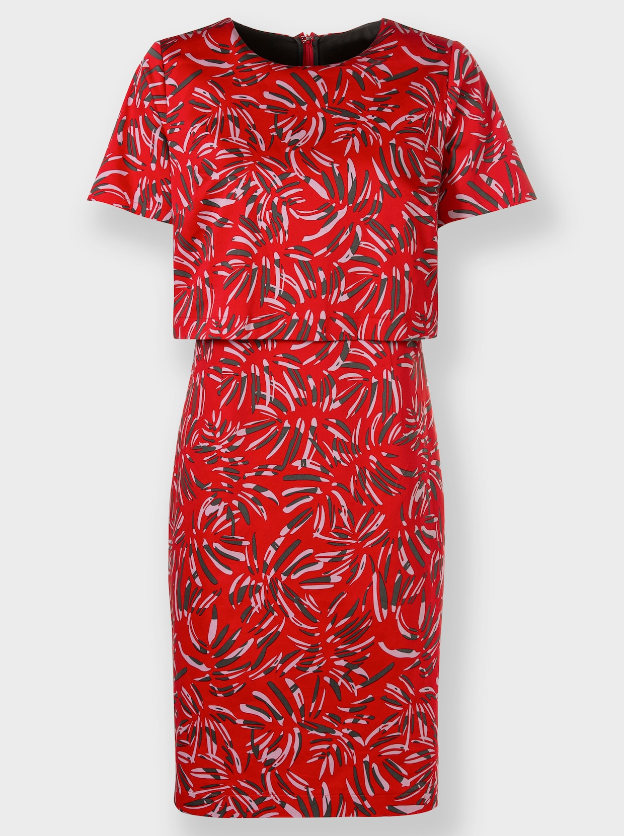 Kleid - rot-graphit-bedruckt