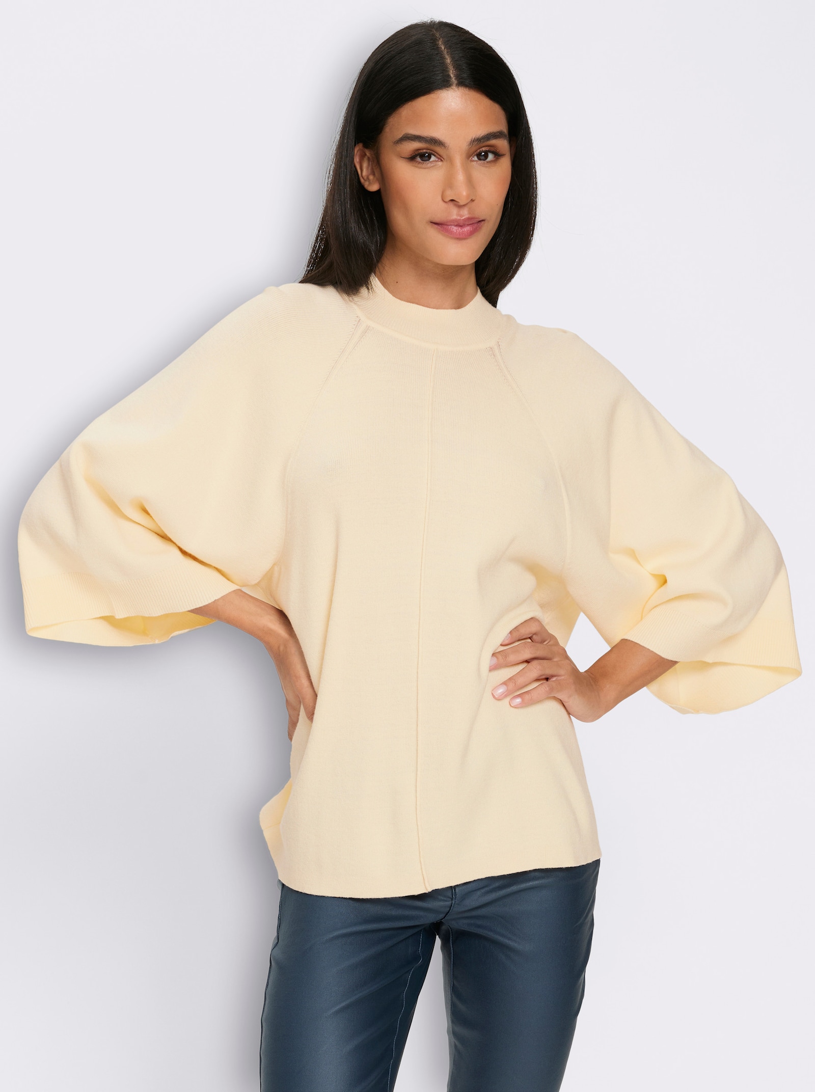 heine 3/4 Arm-Pullover mit Stehkragen - champagner