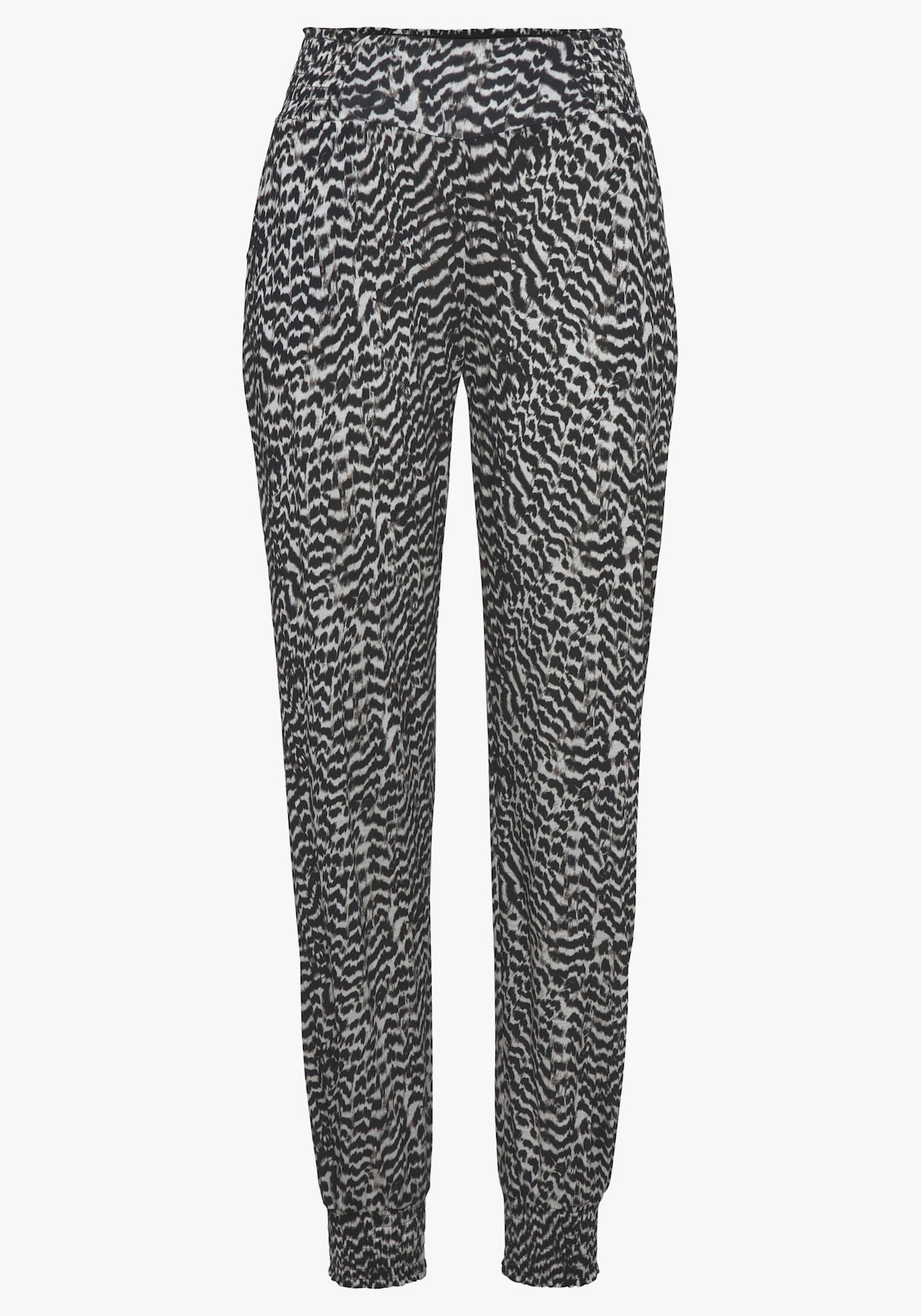 Vivance Pantalon en jersey - noir-blanc imprimé