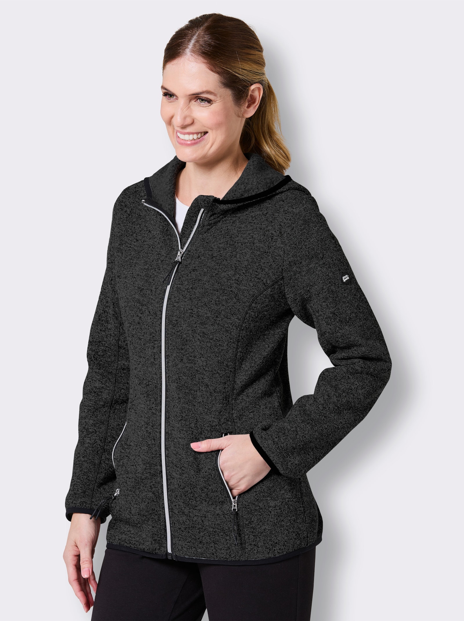 Catamaran Sports Strickfleecejacke mit Kapuze - graphit-meliert