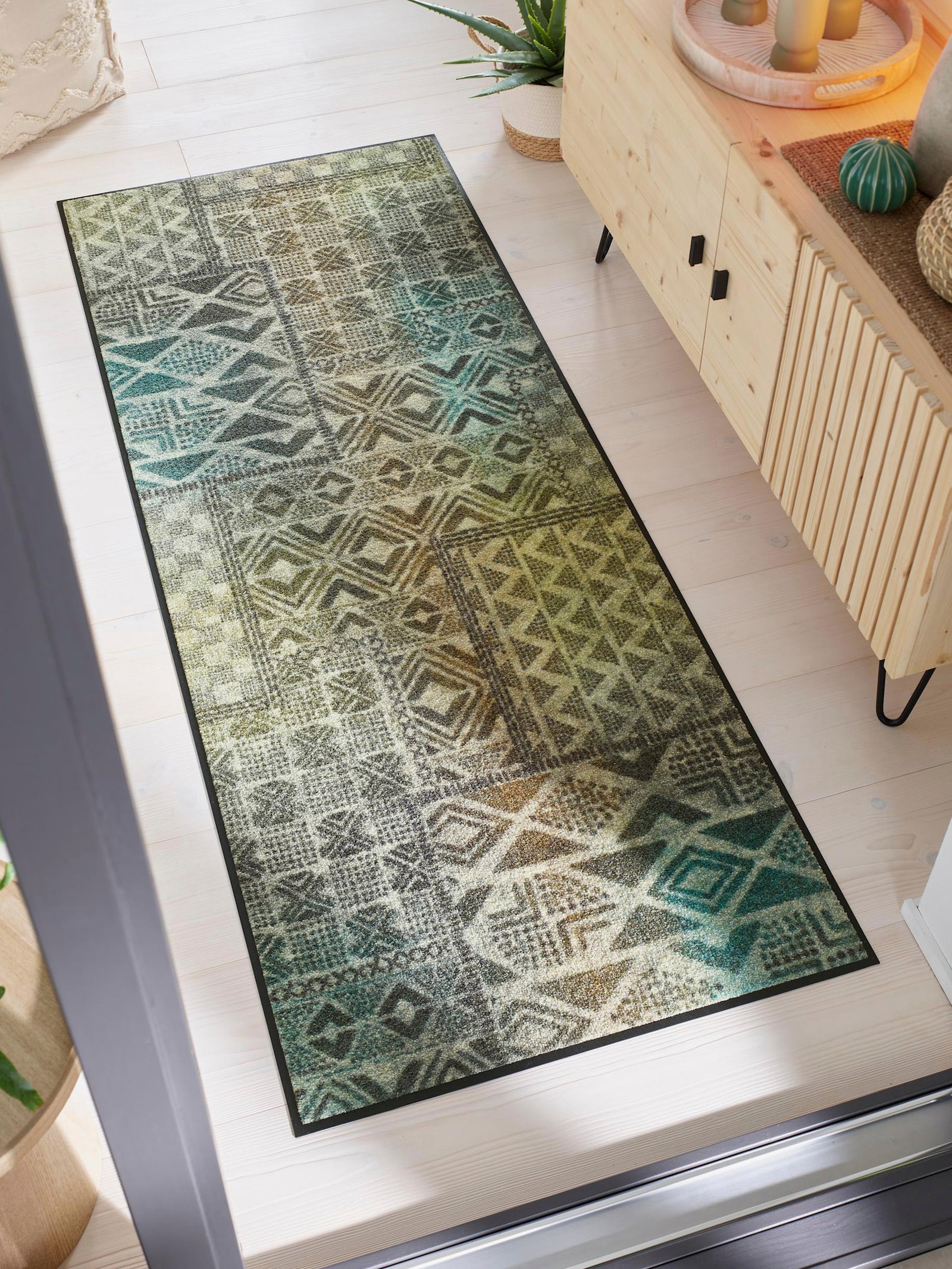 wash+dry by Kleen-Tex Fußmatte - grün-petrol-gemustert