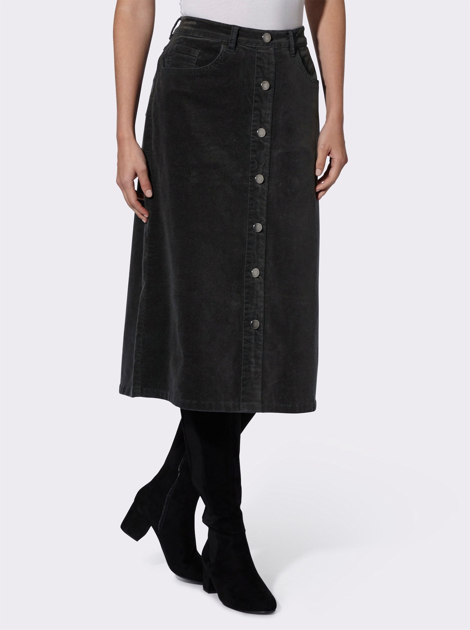 Rok in A-lijn met loopsplit achter - grafiet