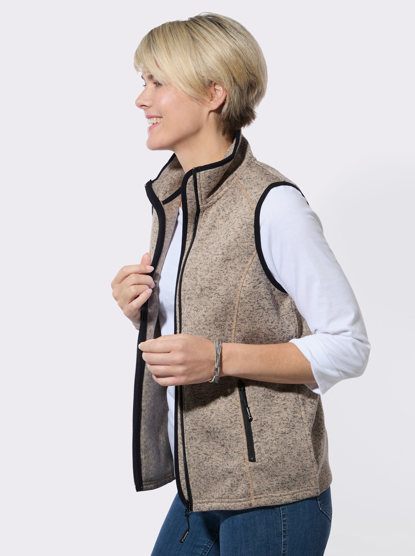 Fleeceweste mit Antipilling-Ausrüstung - beige-meliert