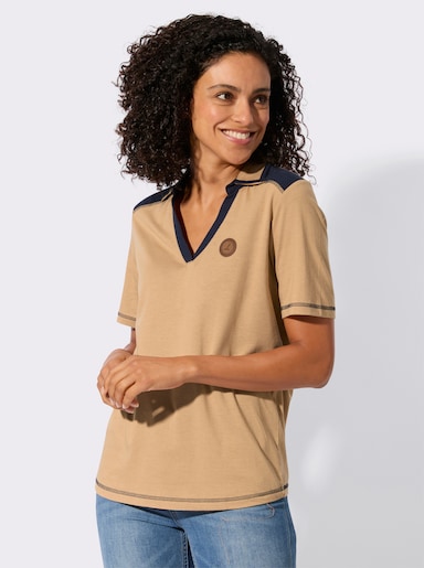 Kurzarmshirt - camel-marine