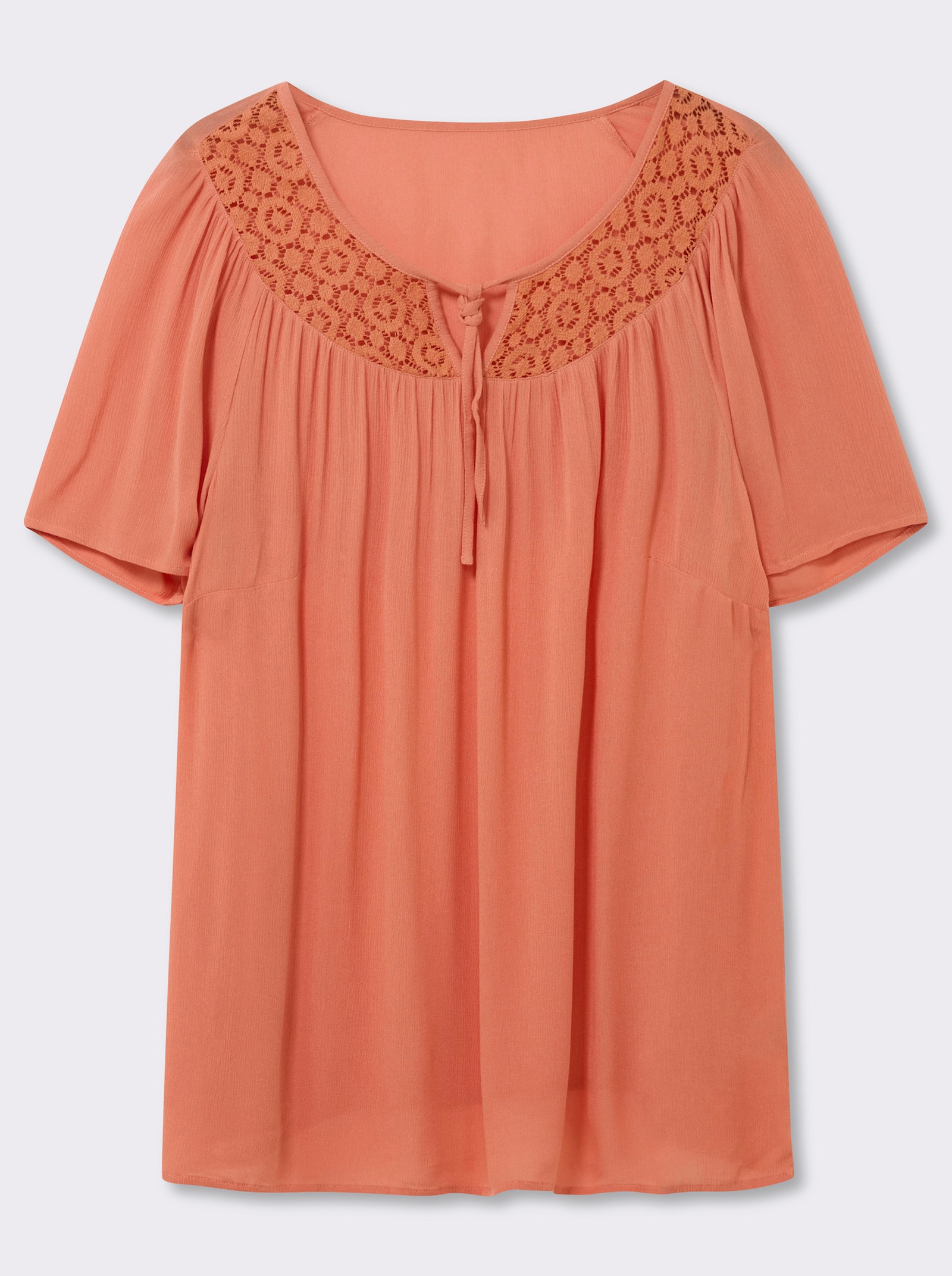 Tunika mit Spitzen-Einsatz - papaya