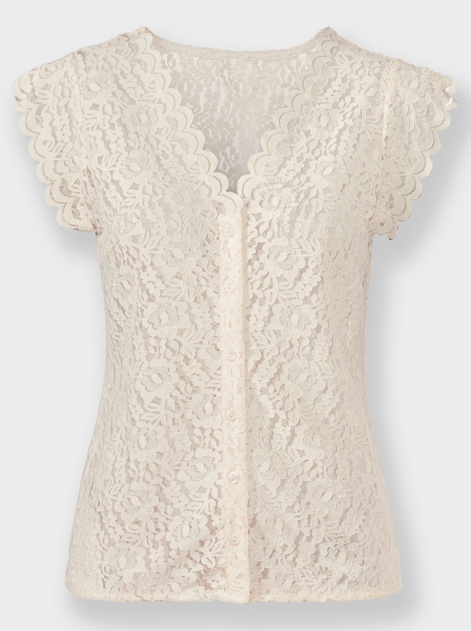 heine Spitzenshirt mit langer Knopfleiste - champagner