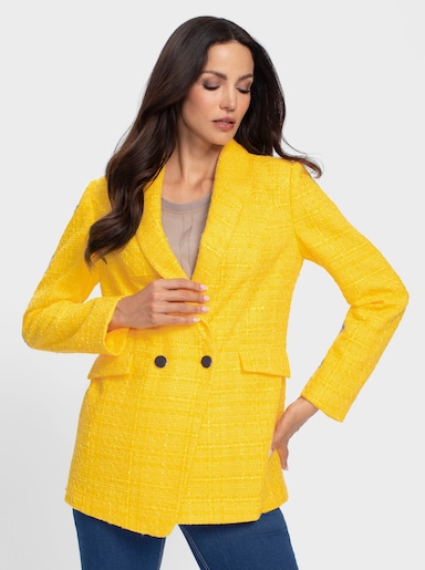 heine Boucléblazer met schoudervullingen - zonnegeel