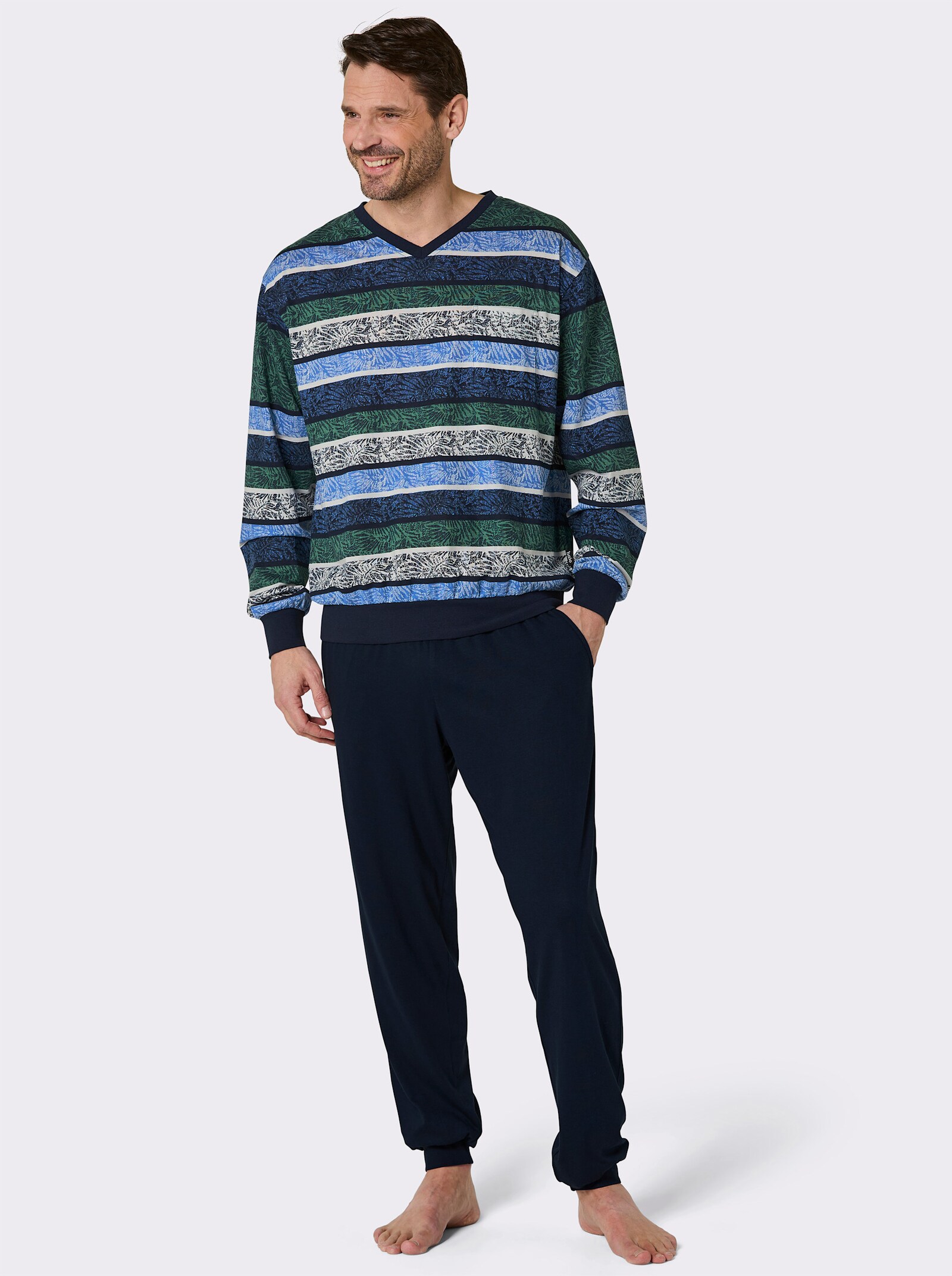 Hajo Schlafanzug - marine-ozean-bedruckt