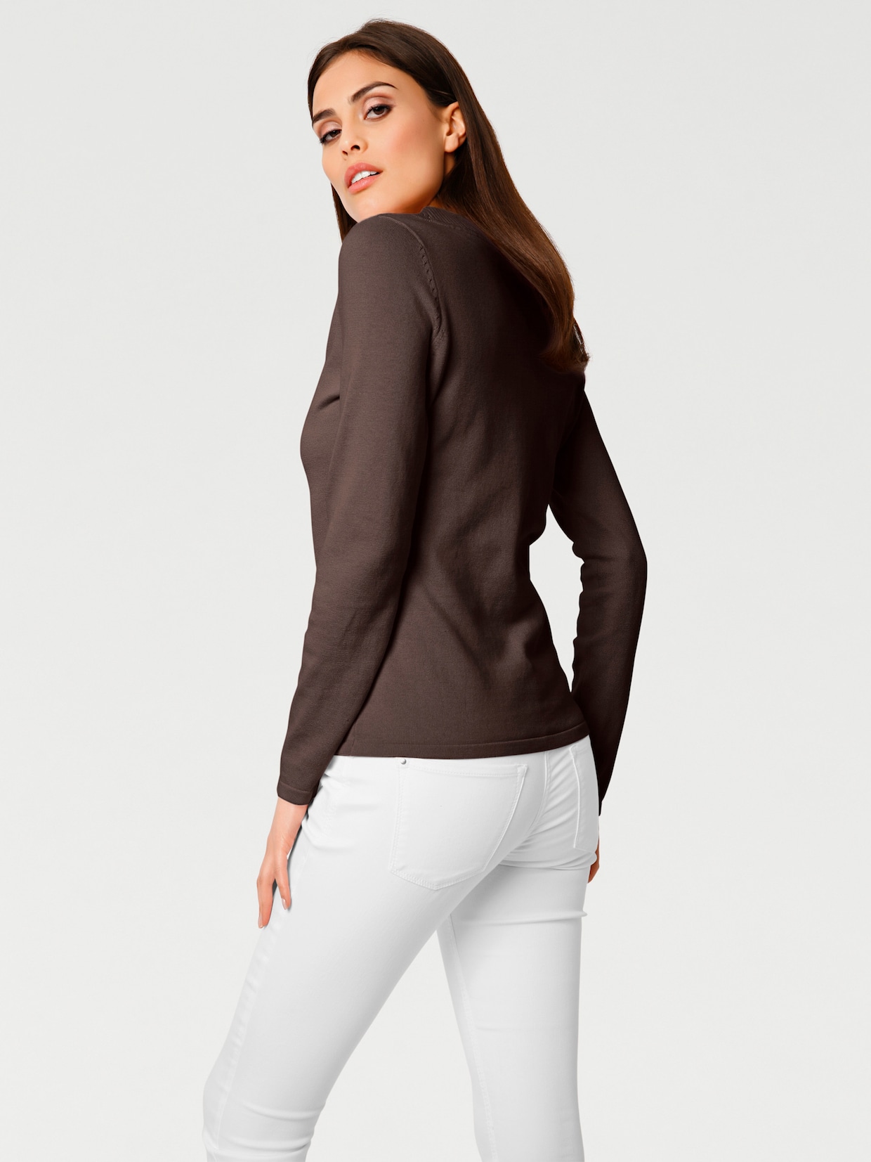 heine Pull col V - chocolat