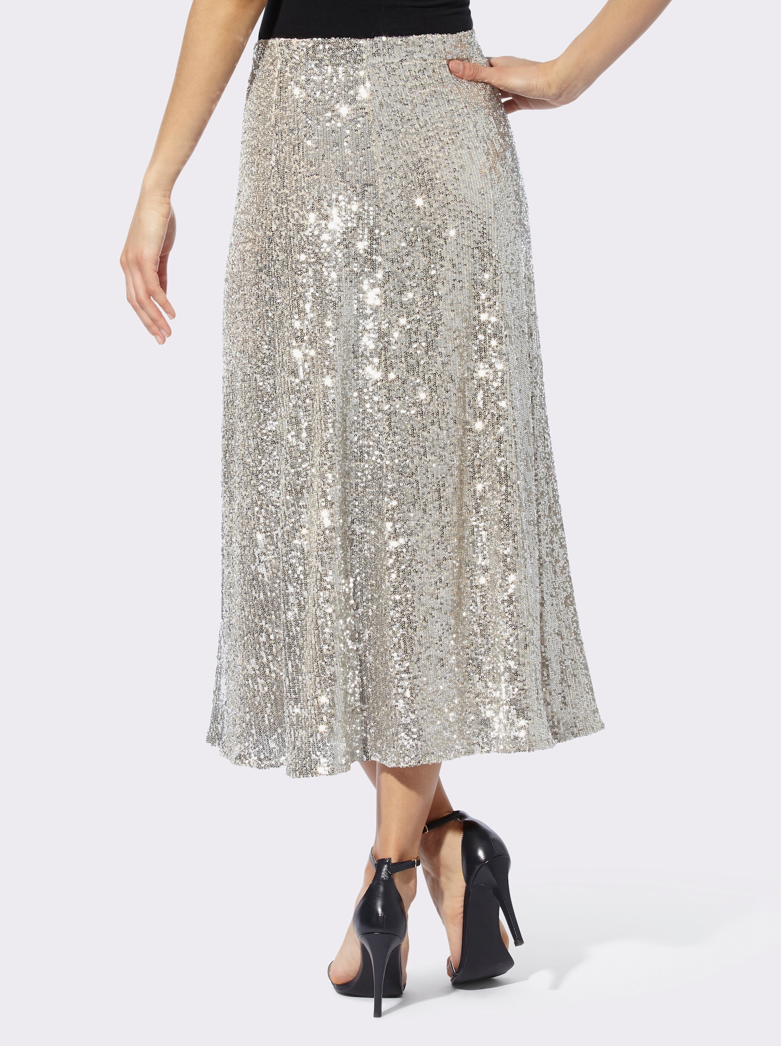 heine Paillettenrock mit Jersey-Futter - elfenbein