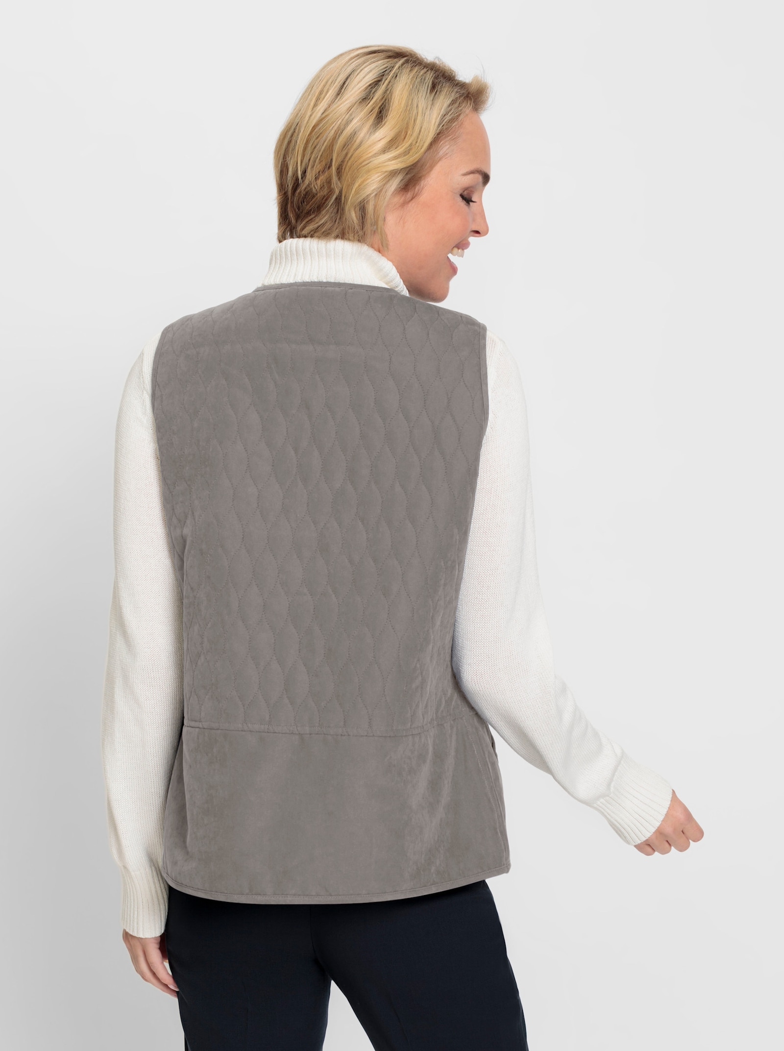 Steppweste mit Pattentaschen - grau