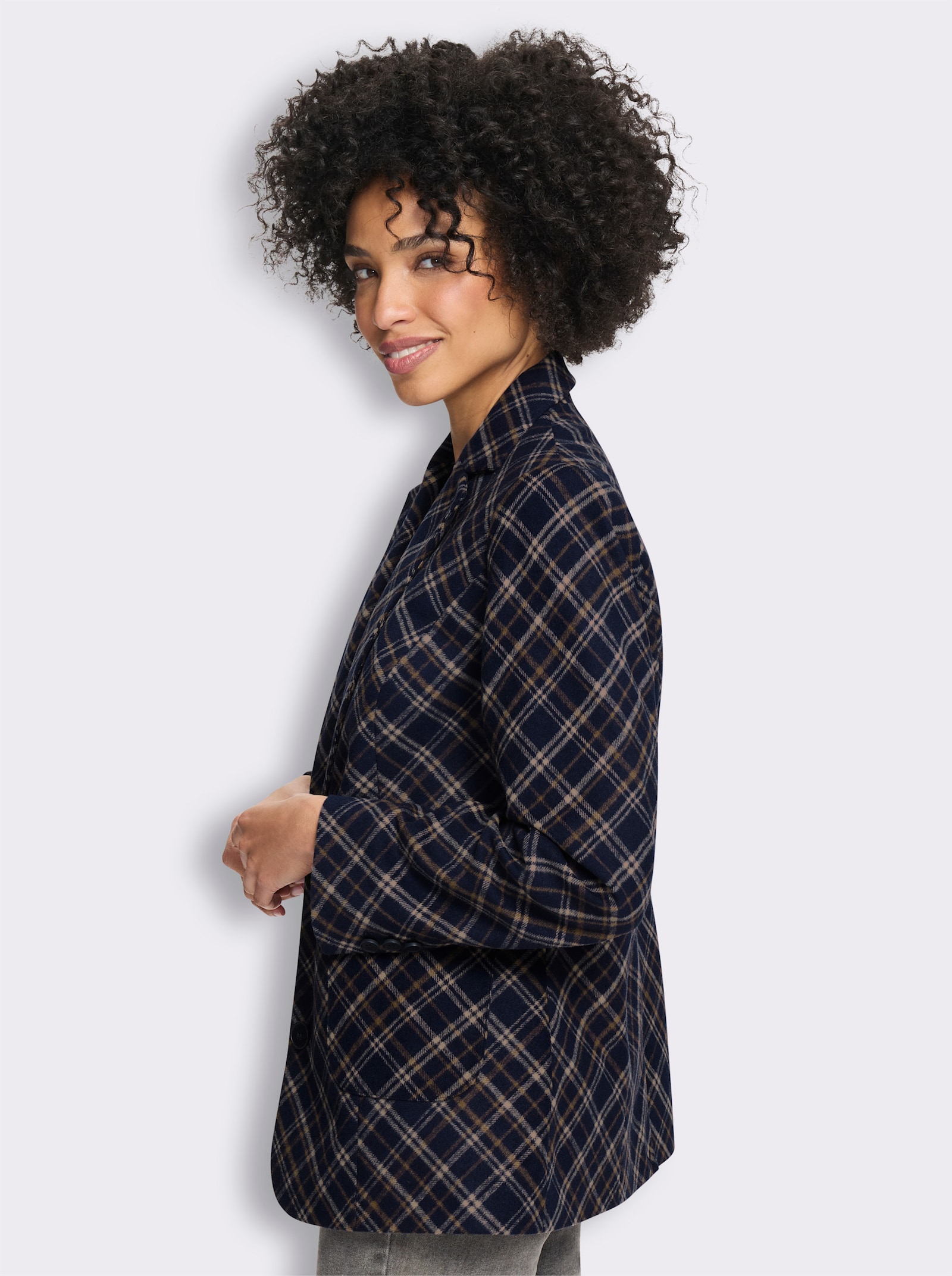 heine Blazer mit Karomuster - marine-braun-kariert