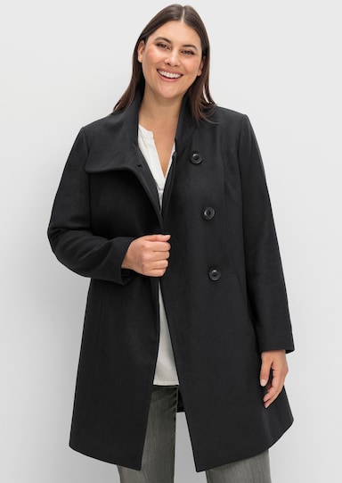 sheego Kurzmantel mit asymmetrischem Kragen - tiefblau